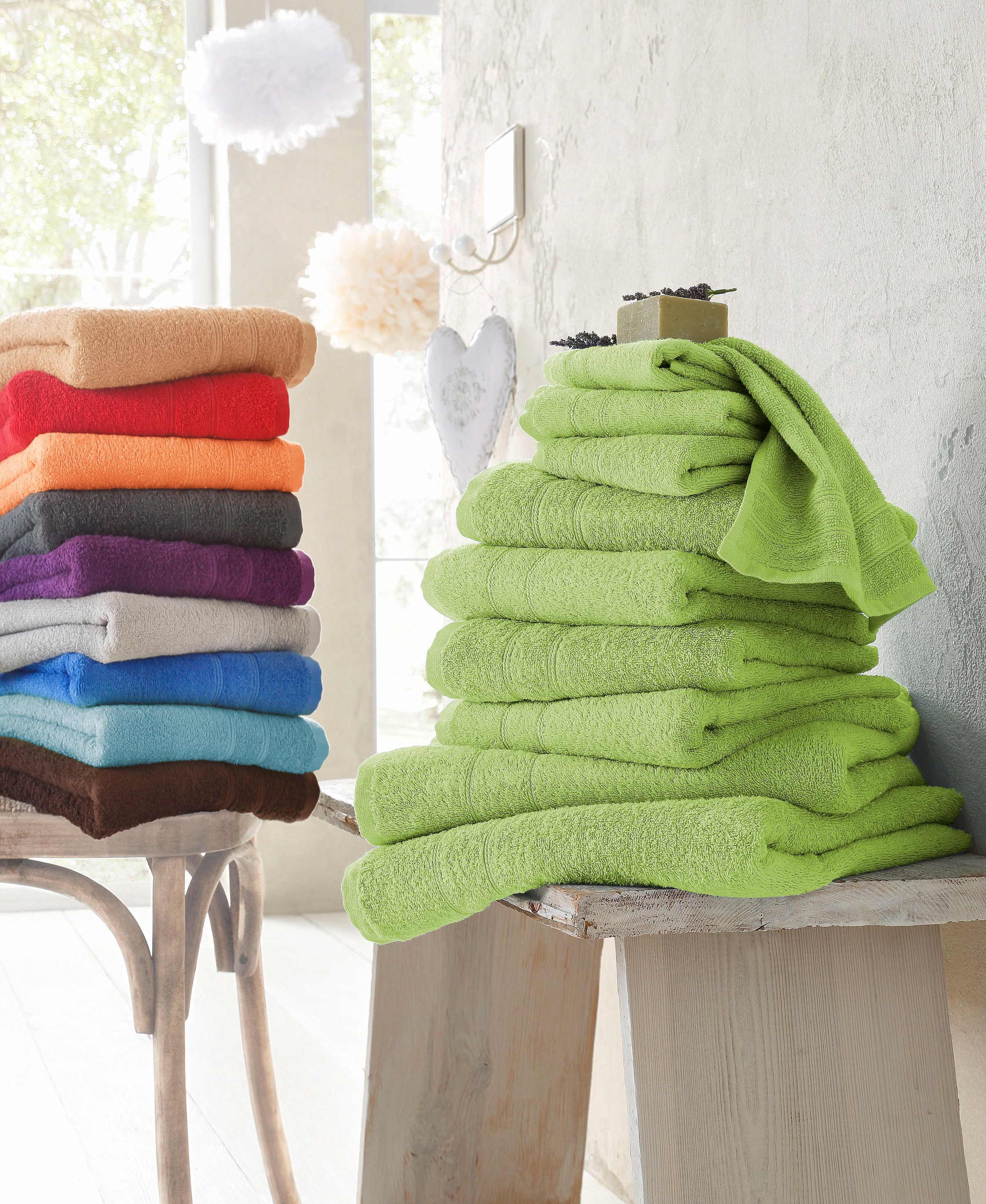 my home Handtuchset schnell Handtücher Bordüre, 100% Set, Baumwolle und mit feiner 10 »Inga«, bestellen bequem Set Handtuch tlg., aus Walkfrottee