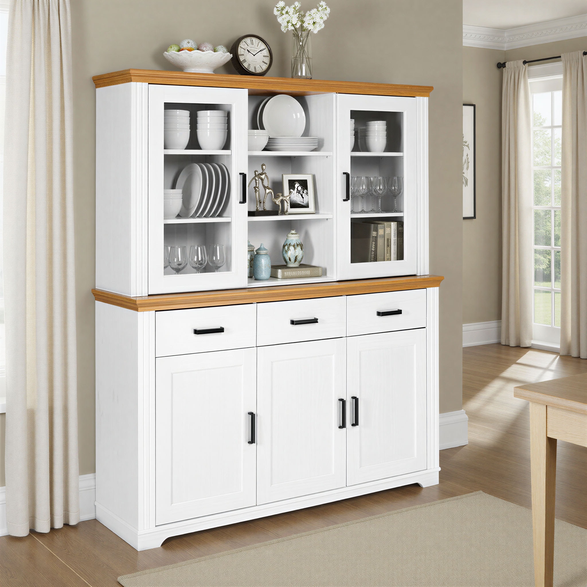 Inter Link Buffet »Buffet Maluno« 1 Stk. tlg. Kiefer Massiv, soft-close, Stauraum, BxTxH: ca.166,4 x 48,3 x 199,4 cm