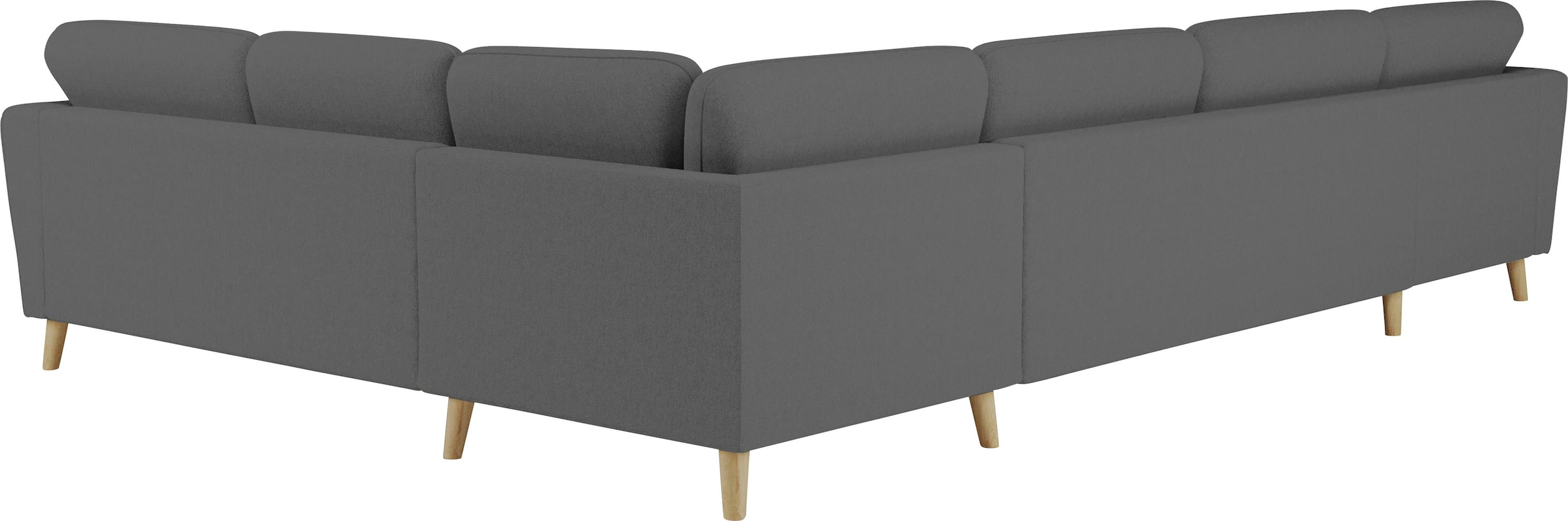 Home affaire Wohnlandschaft »MARSEILLE XXL 349cm, U-Form, Ottomane rechts/links wählbar«, Massivholzbeine Eiche, Landhausstil, Wellenunterfederung