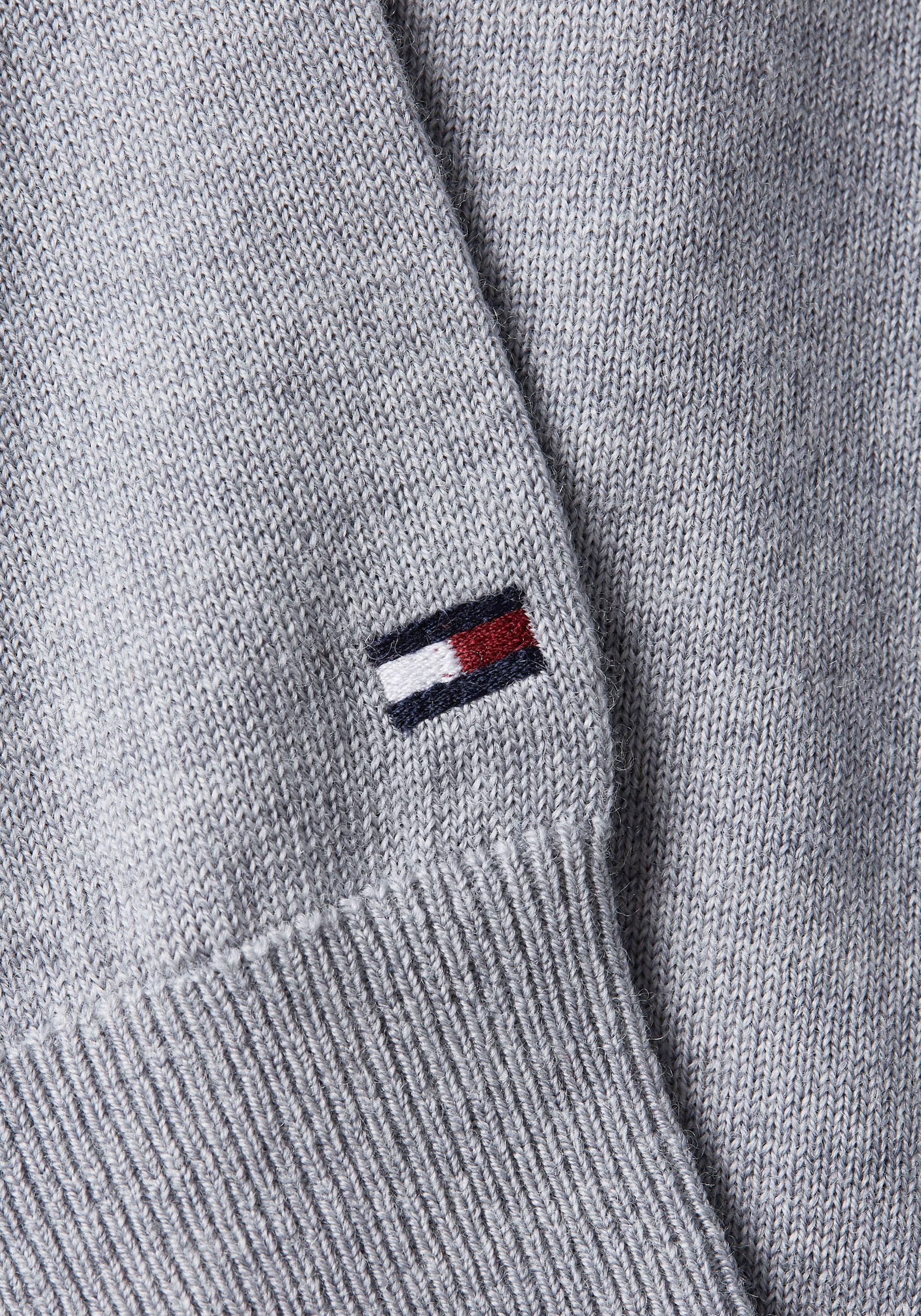 Tommy Hilfiger TAILORED Strickpullover »FINE GAUGE MERINO ZIP MOCK«, mit breiten Rippstrickbündchen