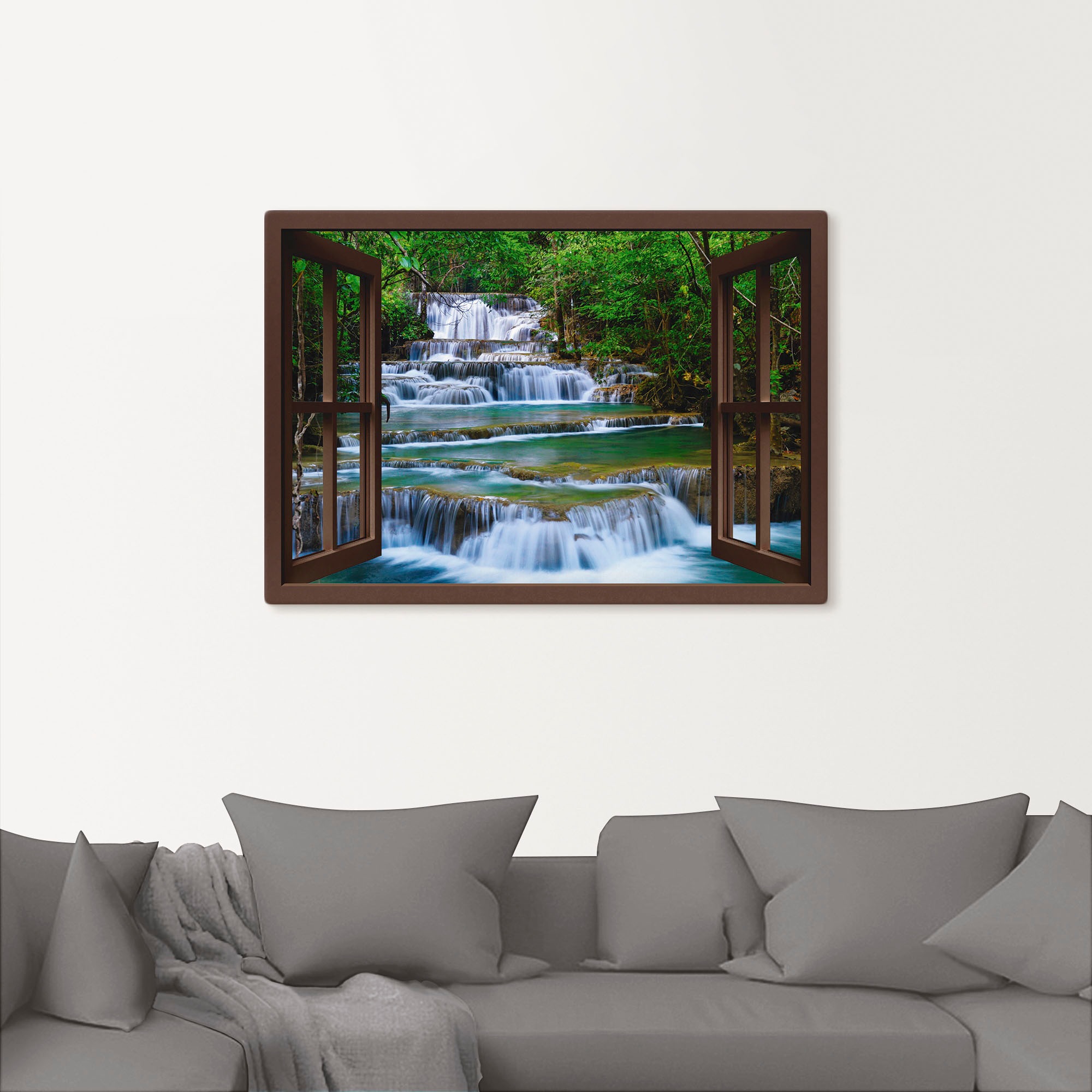 Artland Wandbild »Fensterblick Wasserfall in Kanchanaburi«, Fensterblick, ( günstig online kaufen