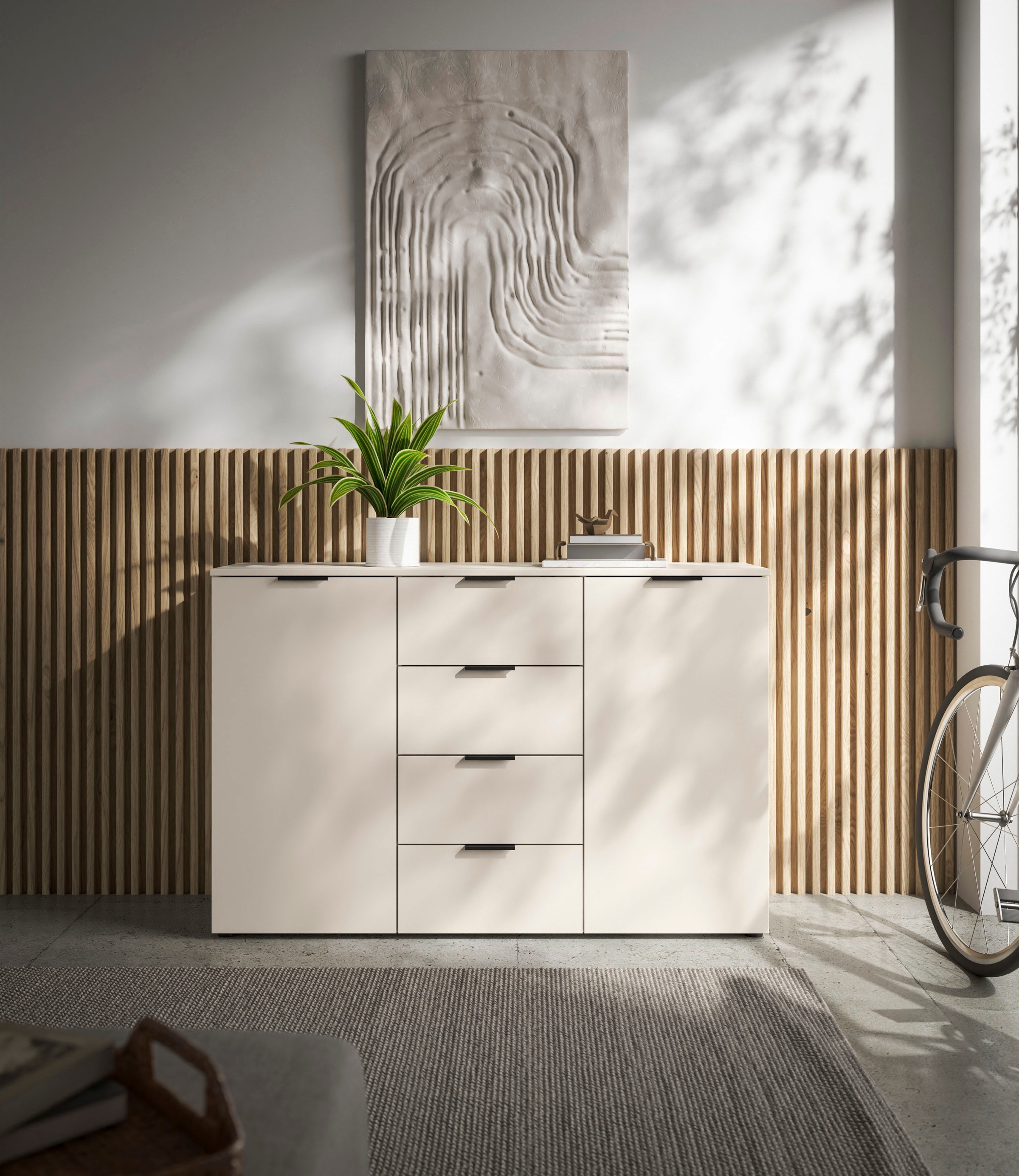 HBZ Sideboard »Linz Kommode, BxHxT 135x90x40cm«, (1 St.), Breite 135cm,Lip-Griff, Melaminbeschichtung