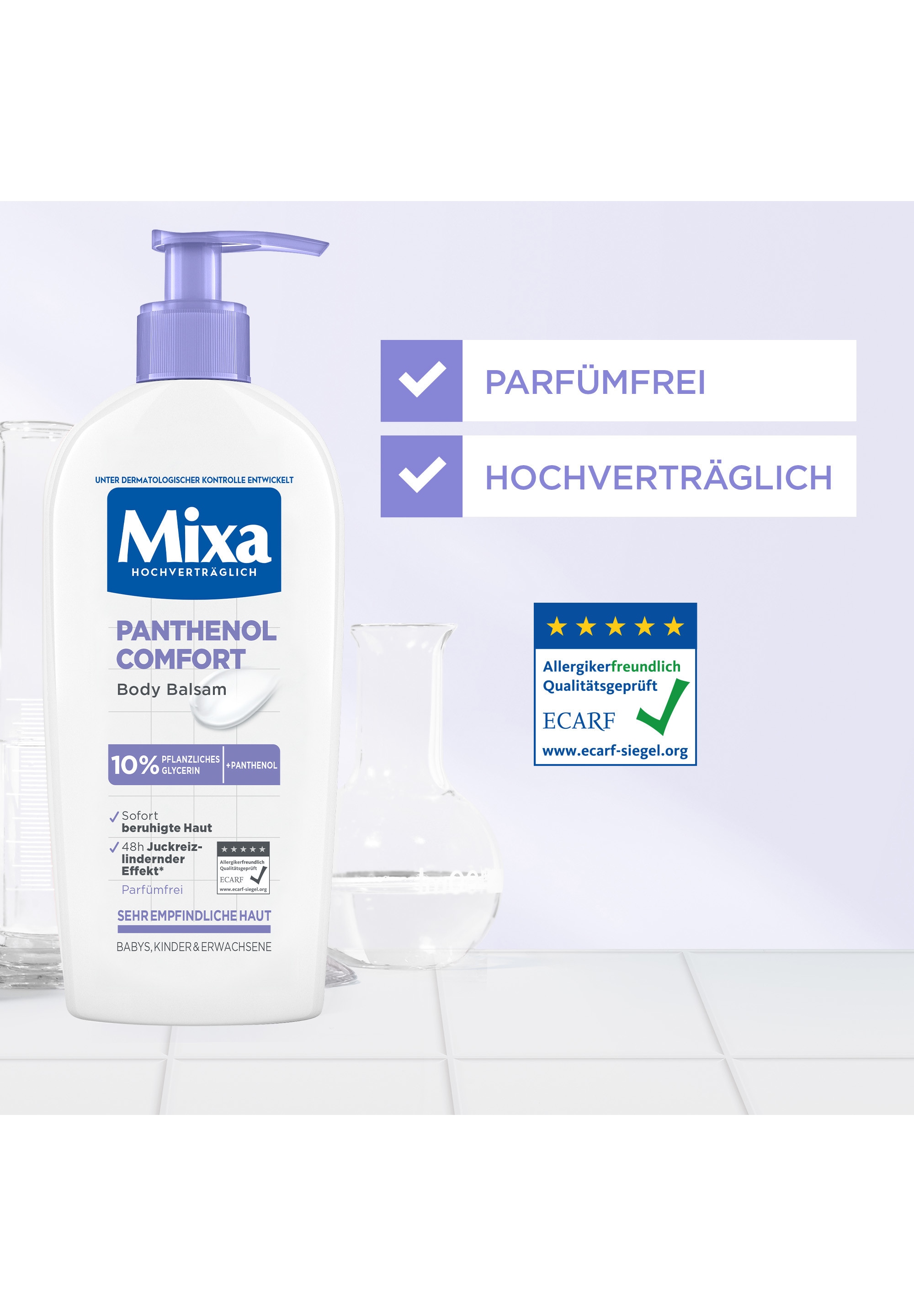 Mixa Körperbalsam »MIXA PANTHENOL COMFORT BODY BALSAM« wirkt Spannungsgefühlen entgegen, beruhigende Wirkung