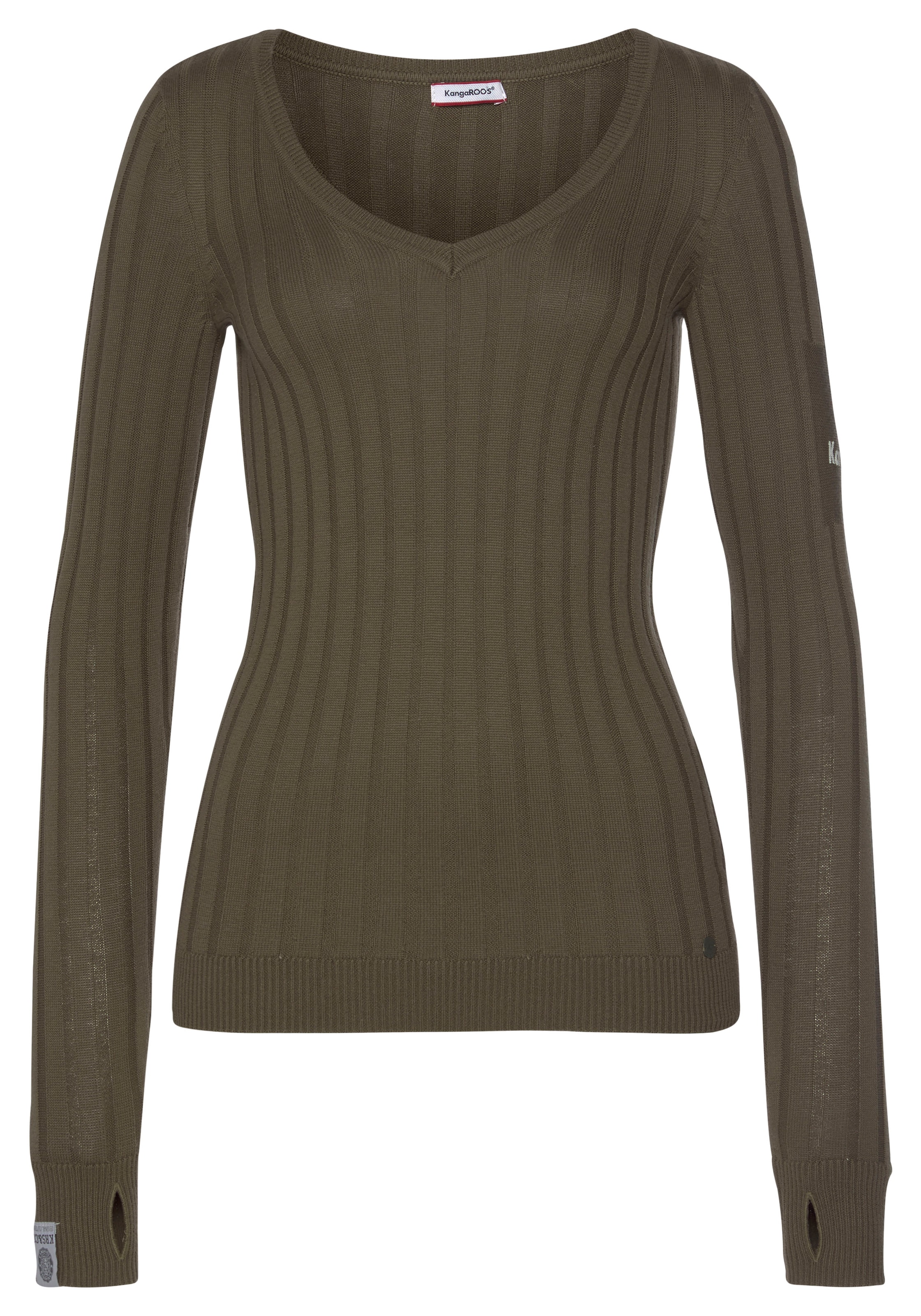 KangaROOS V-Ausschnitt-Pullover, bestellen online geripptem breit in Feinstrick