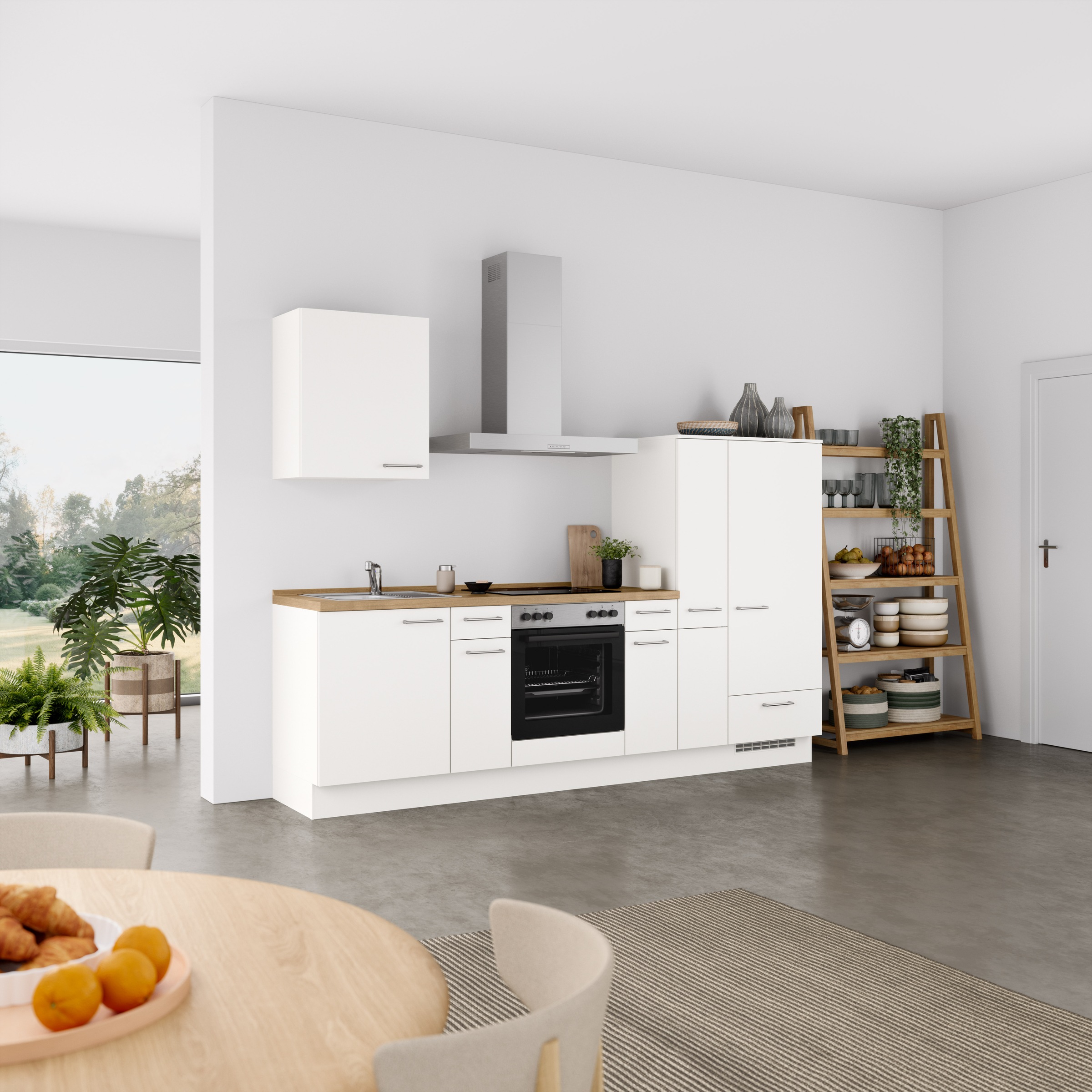 nobilia® Küchenzeile »"Laser I", Ausrichtung wählbar, Breite 270 cm«, vormontiert, wahlw. mit unterschiedlichen E-Geräten-Sets