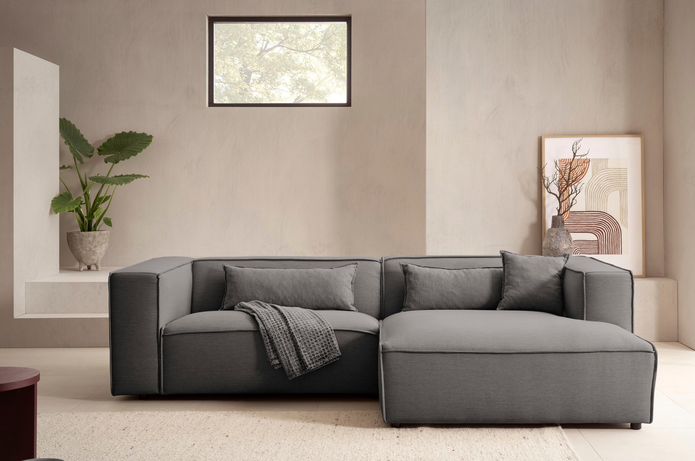 LeGer Home by Lena Gercke Ecksofa »PIARA mit Kedernaht, Cord, Leinenoptik o günstig online kaufen