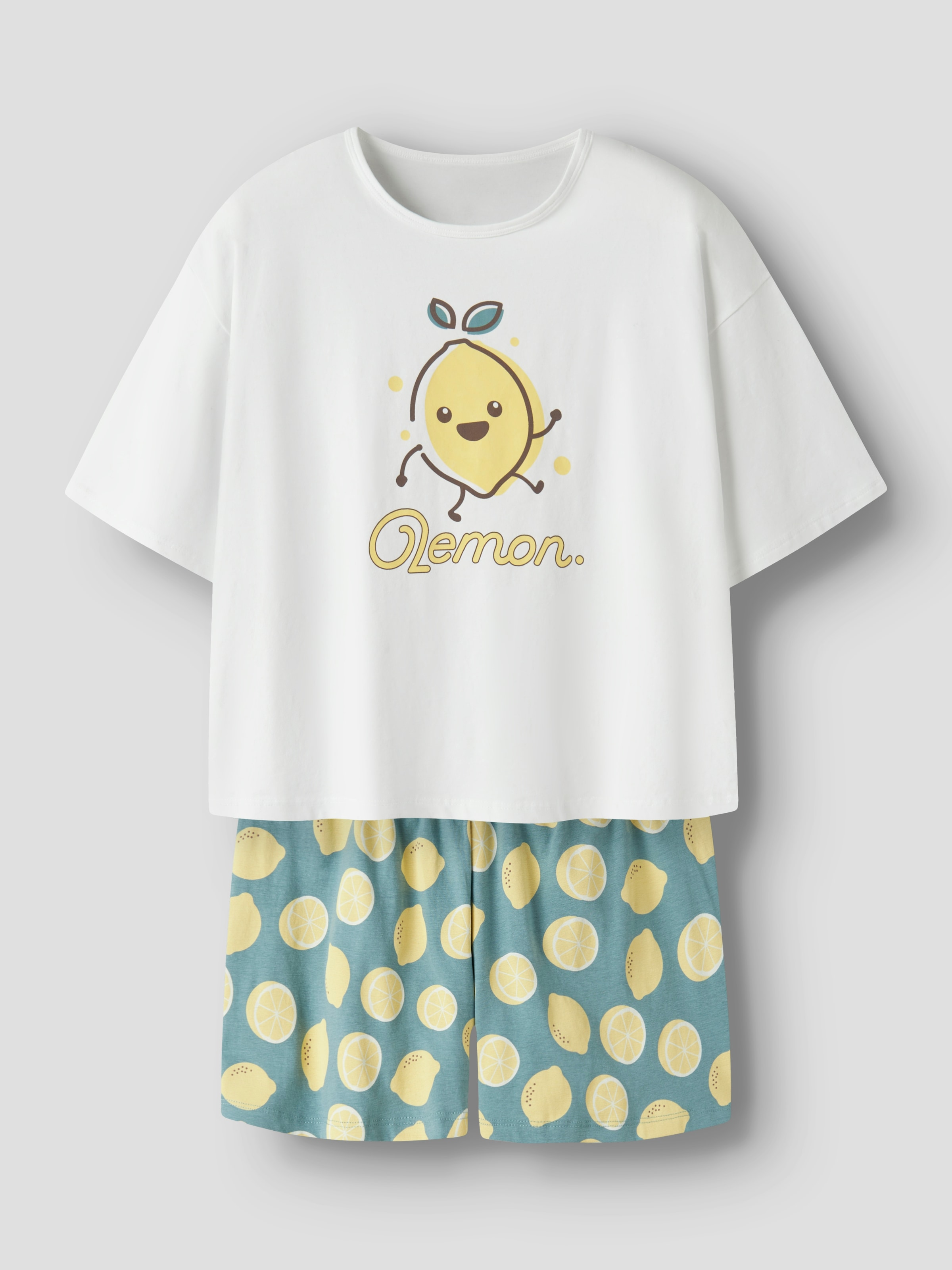 Name It Schlafanzug »NKFNIGHTSET BOXY LEMON NOOS« Set,  Baumwollmischung, mit Zitronen Druck
