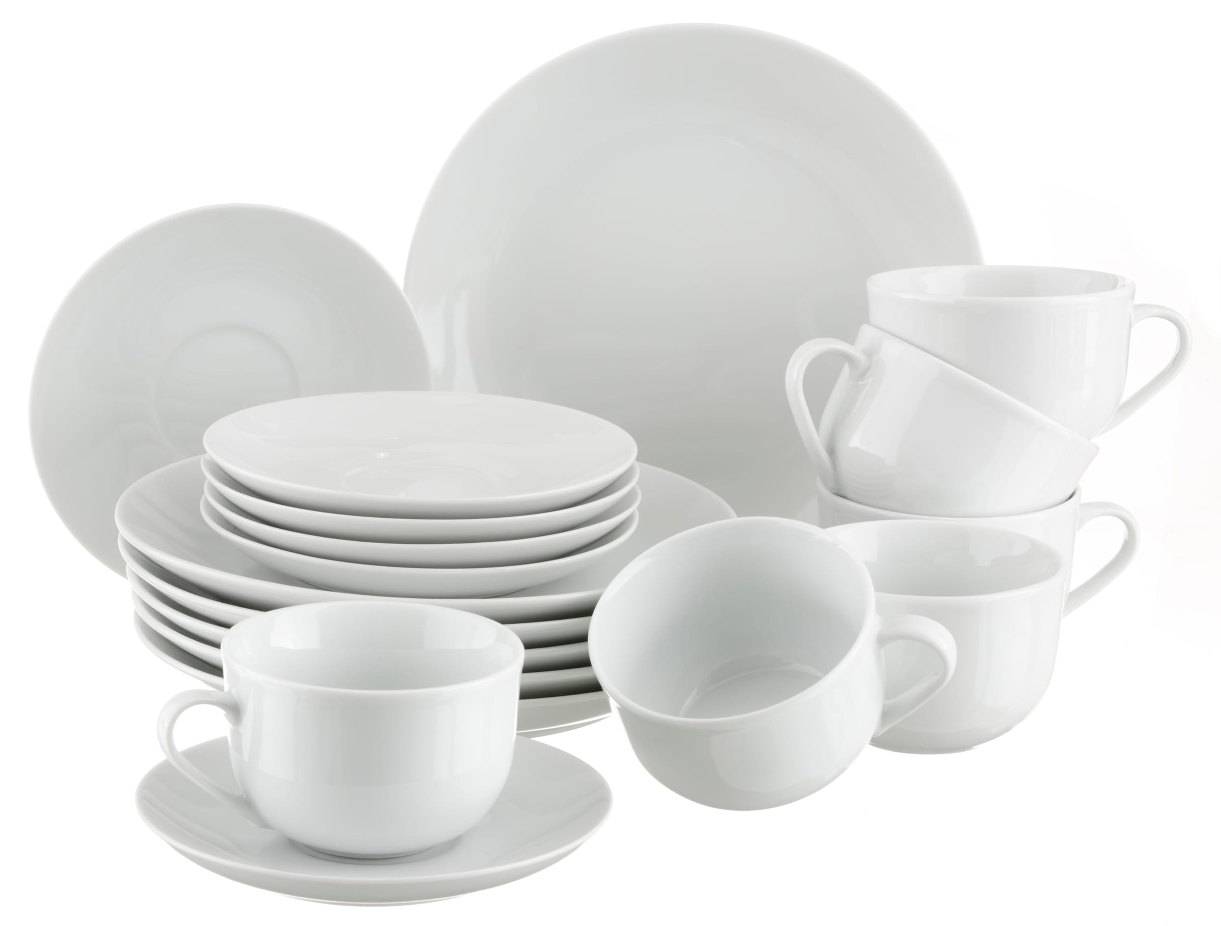 my home Kaffeeservice »Angi«, (Set, 18 tlg., 6 Tassen, 6 Untertassen, 6 Dessertteller), Geschirr-Set, harmonische, trendige Coupeform