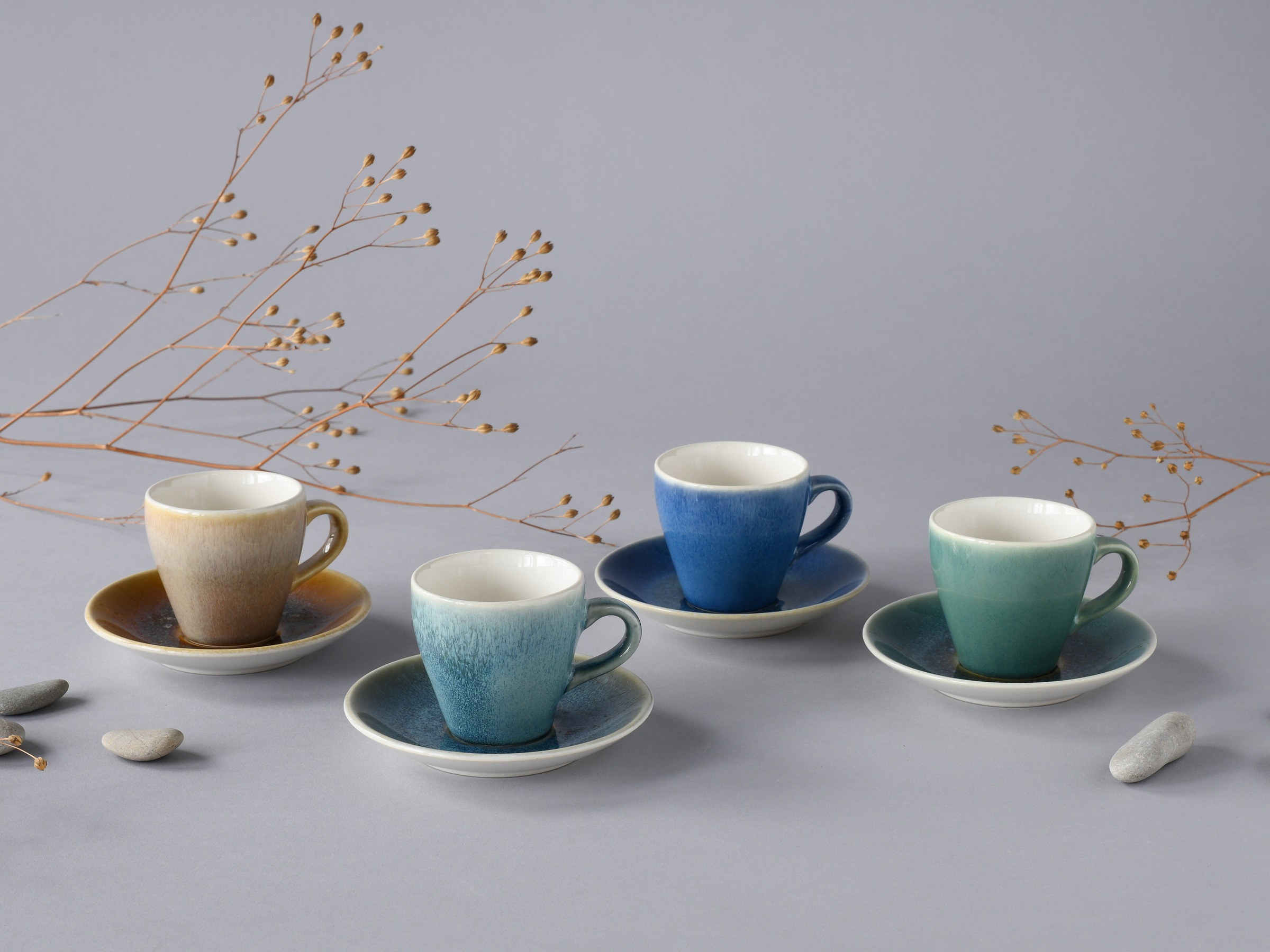 CreaTable Espressotasse »Caldera Mix, Espresso-Set, 8-tlg.«, (Set, 8 tlg.), Reaktivglasur