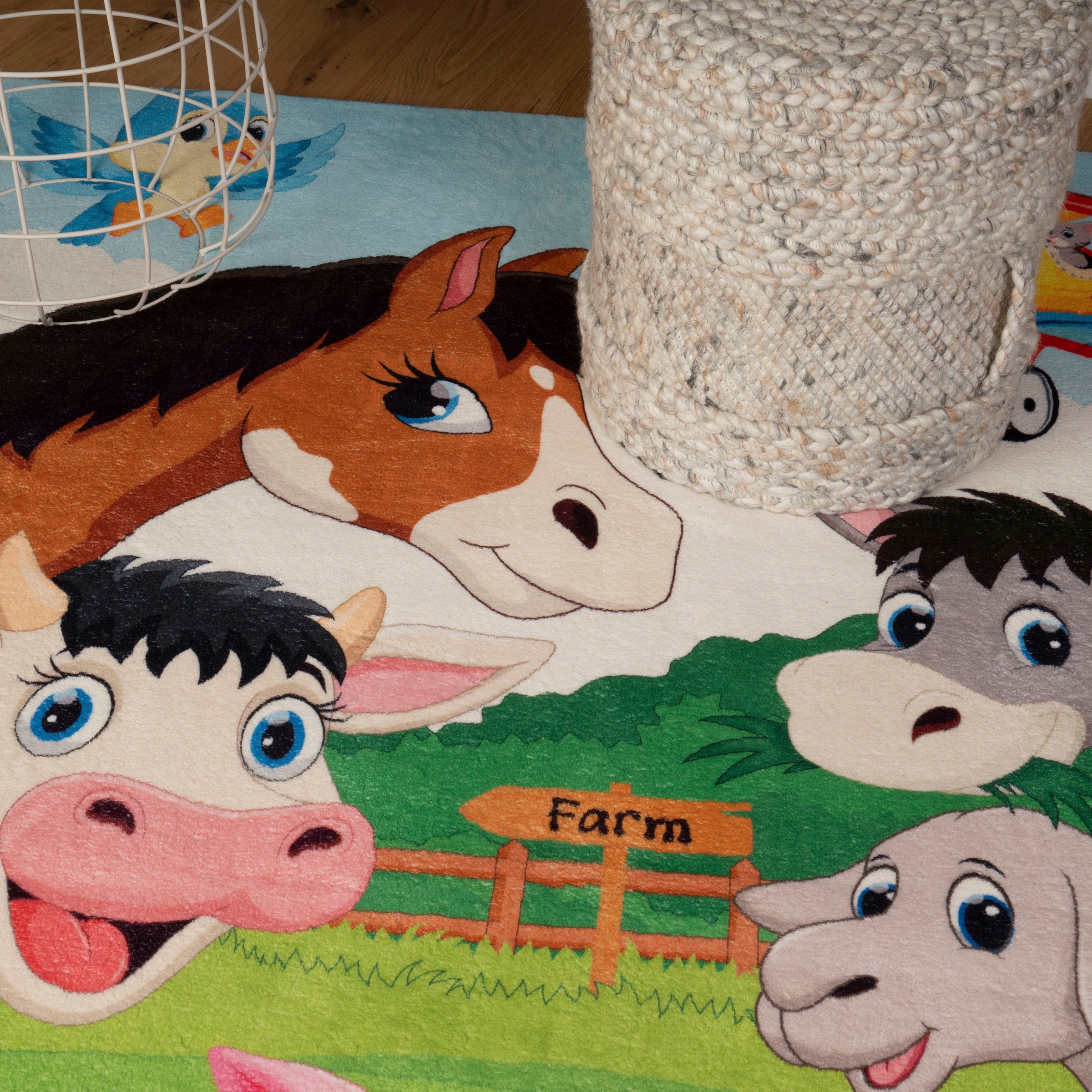 Obsession Kinderteppich »My Juno 472«, rechteckig, 10 mm Höhe, Spielteppich, Motiv Bauernhof-Tiere, Kinderzimmer