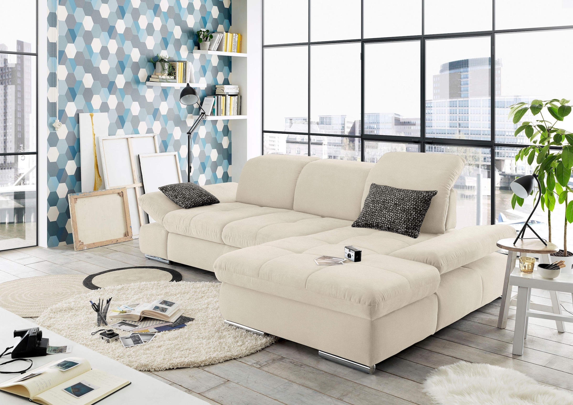 set one by Musterring Ecksofa »SO4100 V«, mit verstellbaren Kopfteilen, wah günstig online kaufen