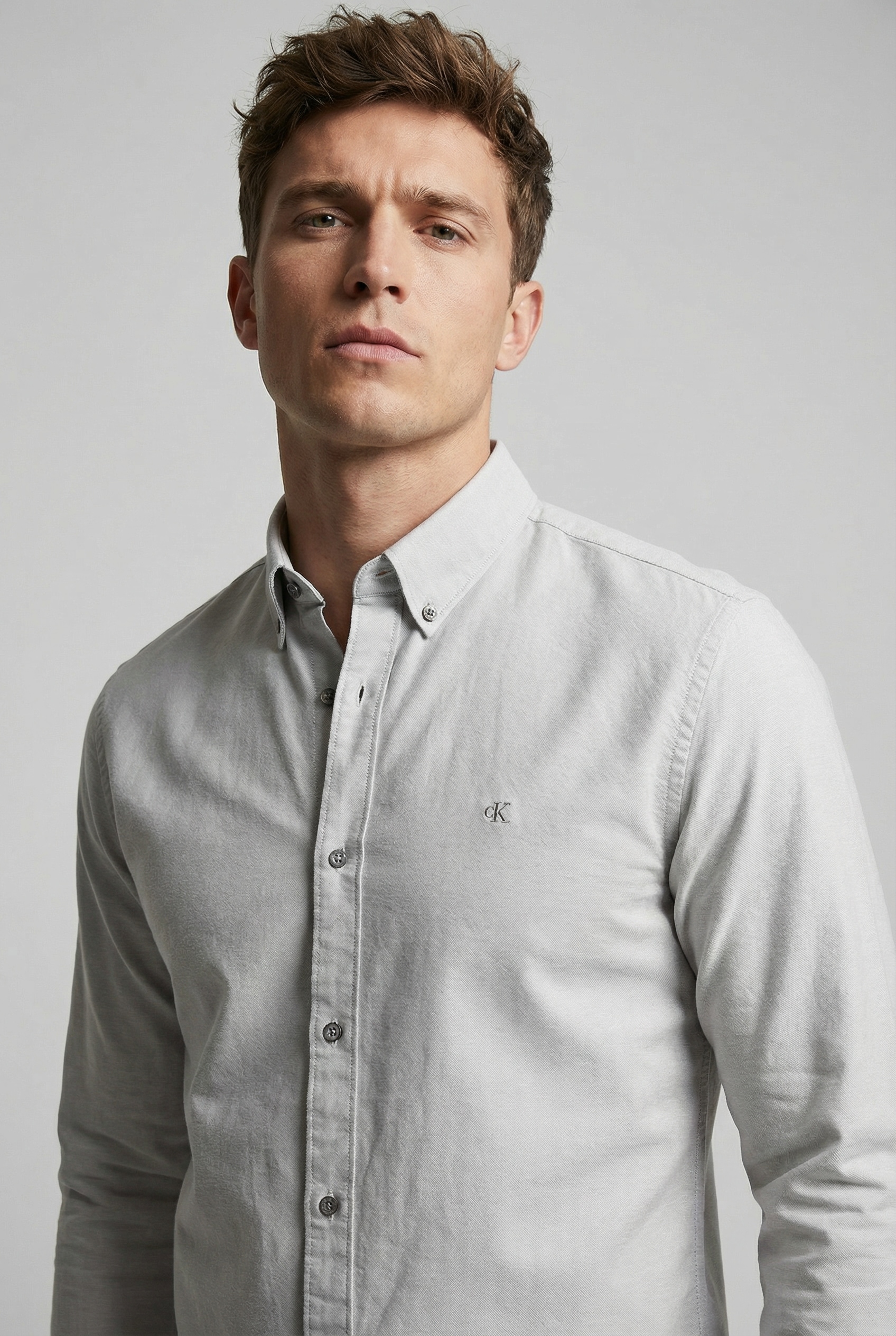 Calvin Klein Jeans Langarmhemd Button-Down-Kragen, Baumwoll-Stretch