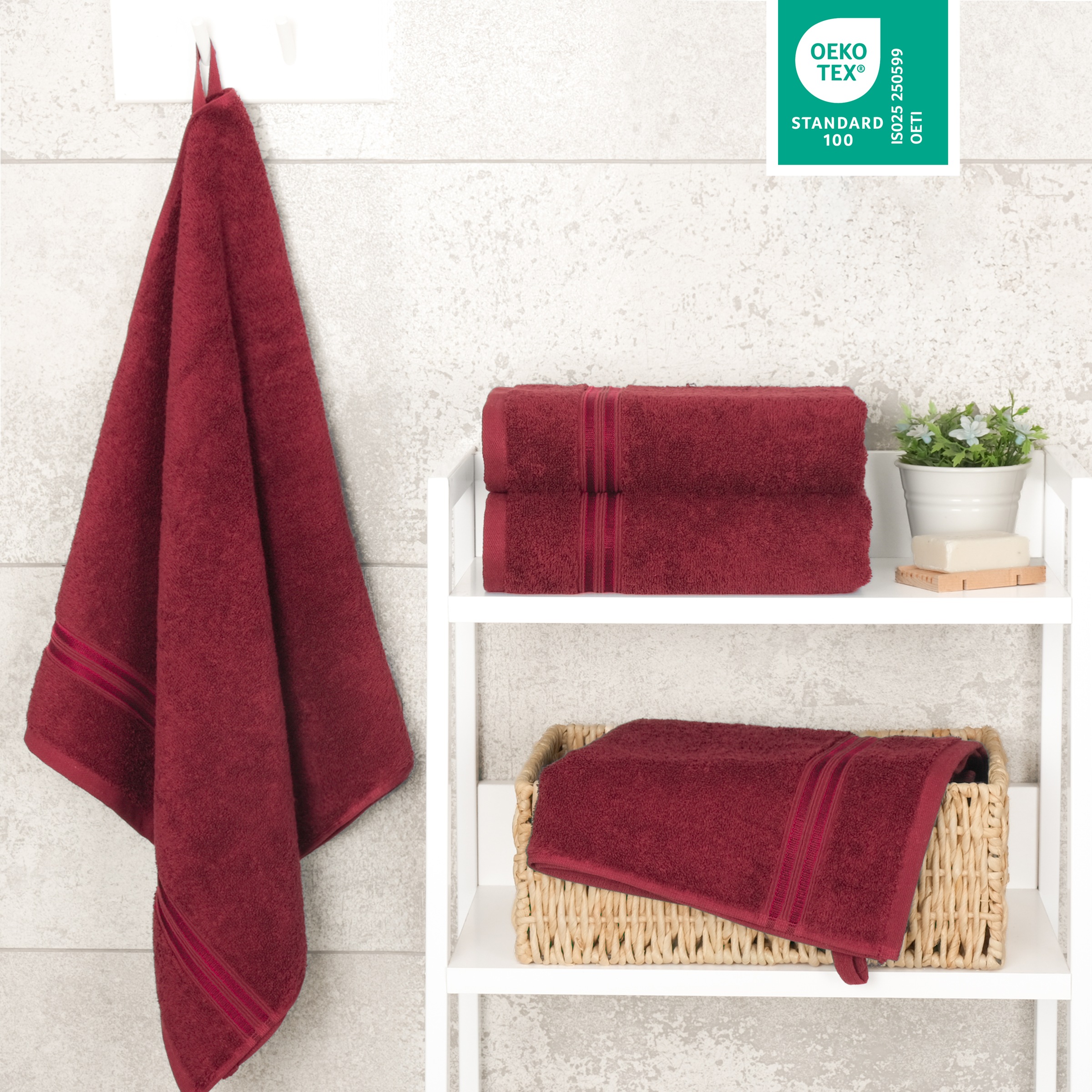 HAMMETEX Handtuch Set »4er Set Handtücher 50x100 cm, 100% Baumwolle, Weich & Saugstark« mit Bordüre, einfarbig, weich