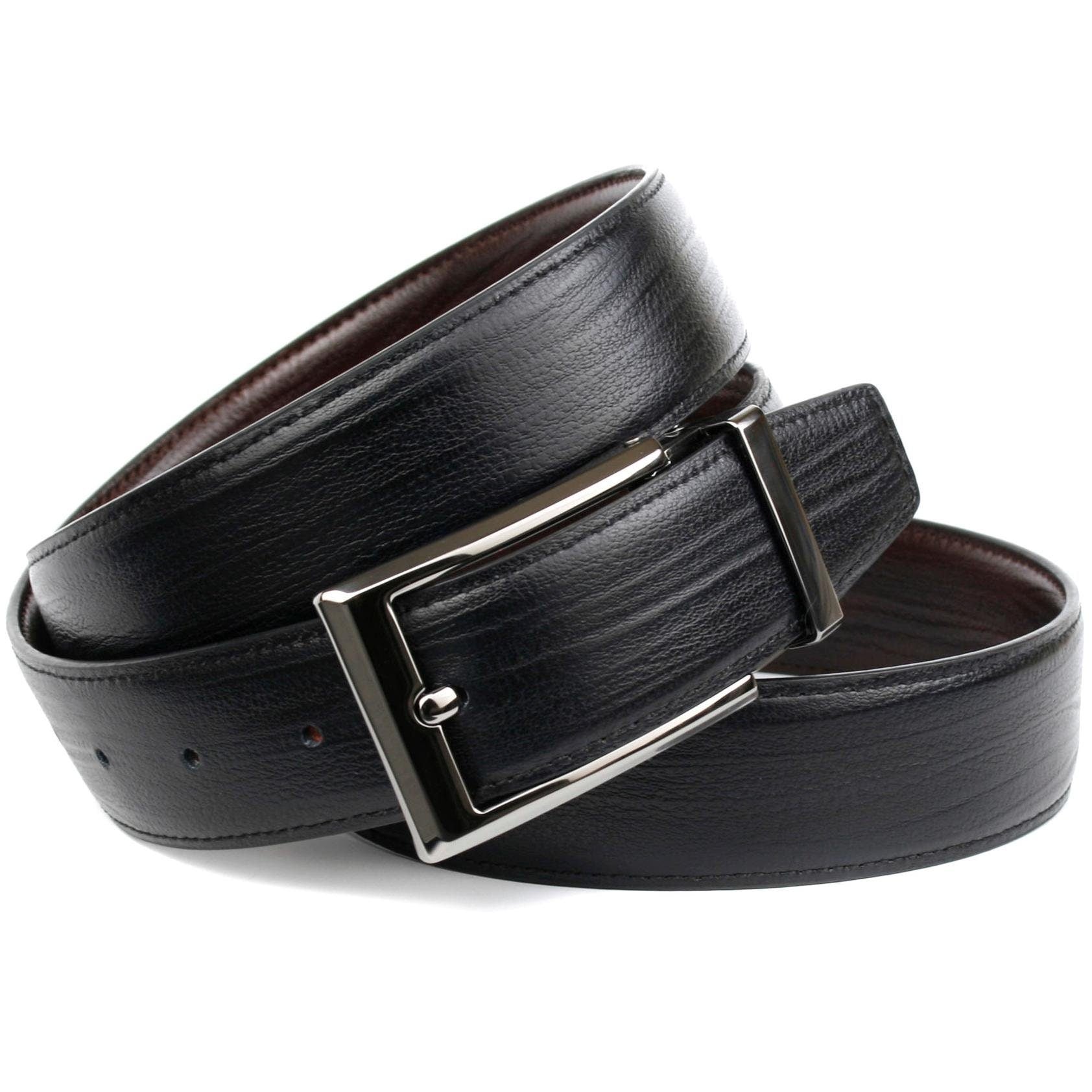 Anthoni Crown Ledergürtel , Wendegürtel in dunkelbraun und schwarz