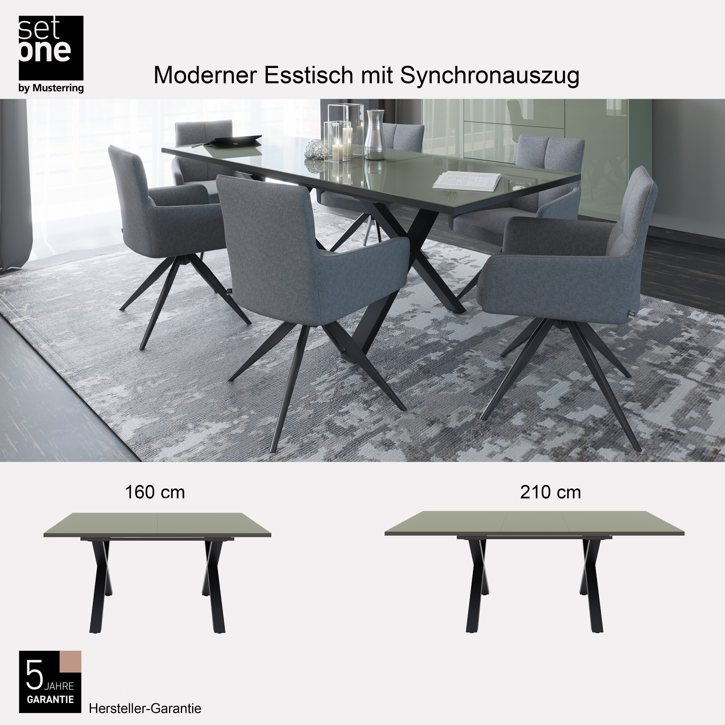 set one by Musterring Esstisch »Reno« 1 Stk. tlg. Mit Vierkantfuß, wählbaren Gestellen und Plattenfarben