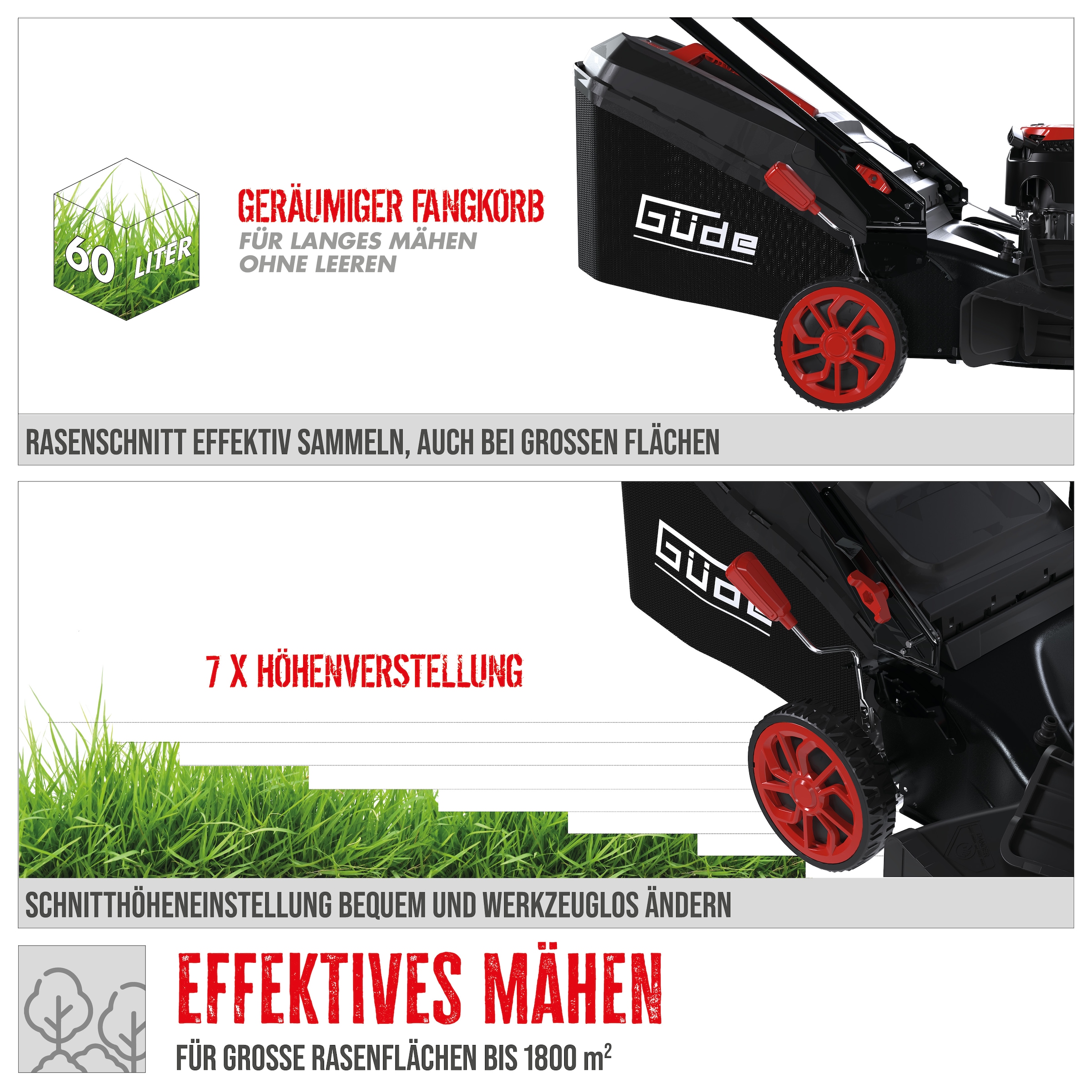 Güde Benzinrasenmäher »»Big Wheeler 514.9 R««, für Rasenflächen bis 1800m²