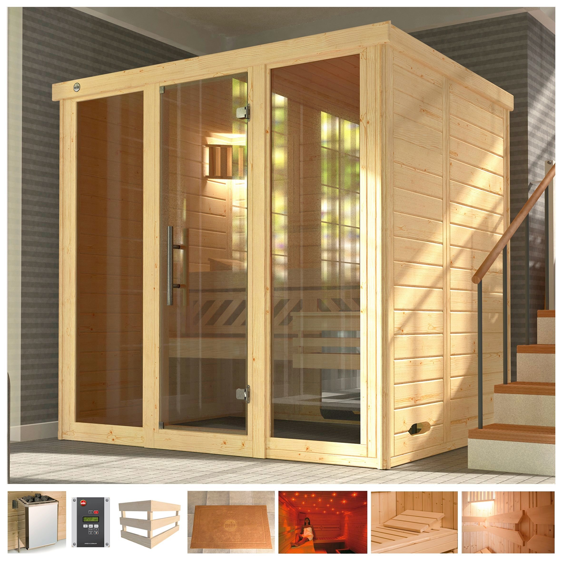 weka Sauna »Kemi Panorama« 7,5 kW Ofen mit ext. Steuerung