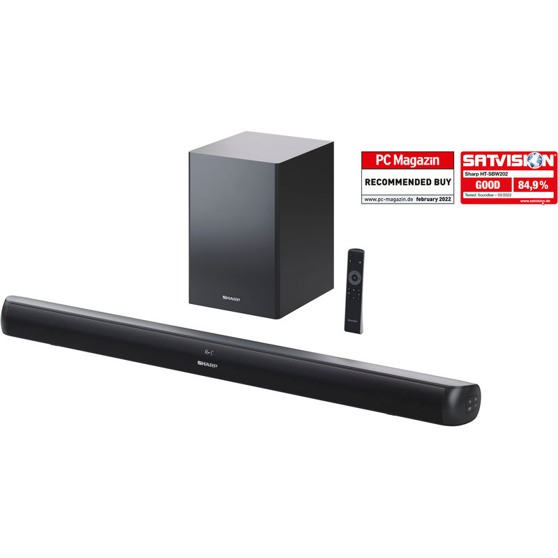 SHARP Soundbar »HT-SBW202« 2.1 (A2DP Bluetooth AVRCP Bluetooth Bluetooth Equalizer USB-Wiedergabe ) schwarz 3,5-mm-Aux-In zum Anschließen...