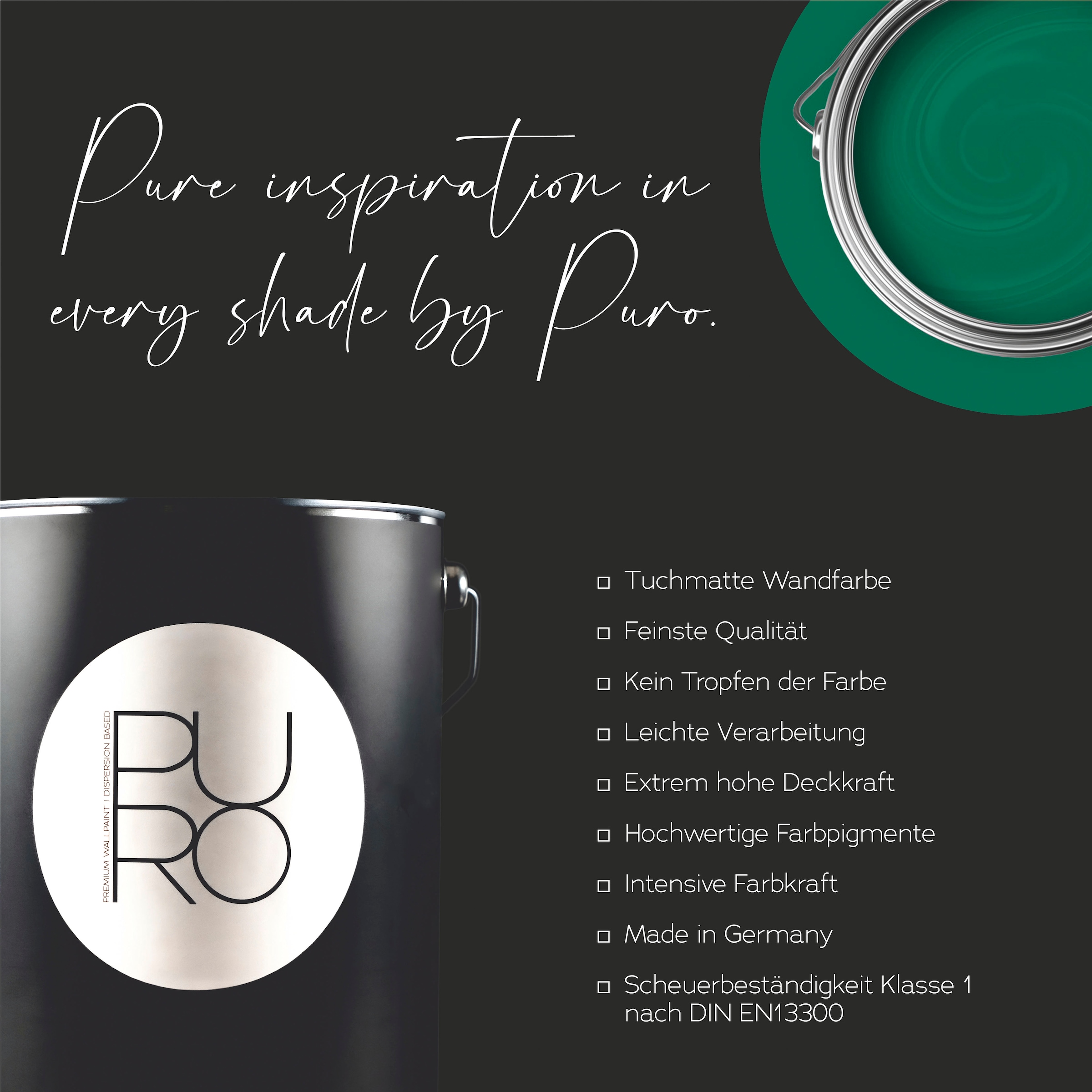 A.S. Création Wandfarbe »Premium Innenwandfarbe PURO Tuchmatt sage green« ideal für Wohnzimmer, Schlafzimmer, Flur und Küche, Farbwelt Grün