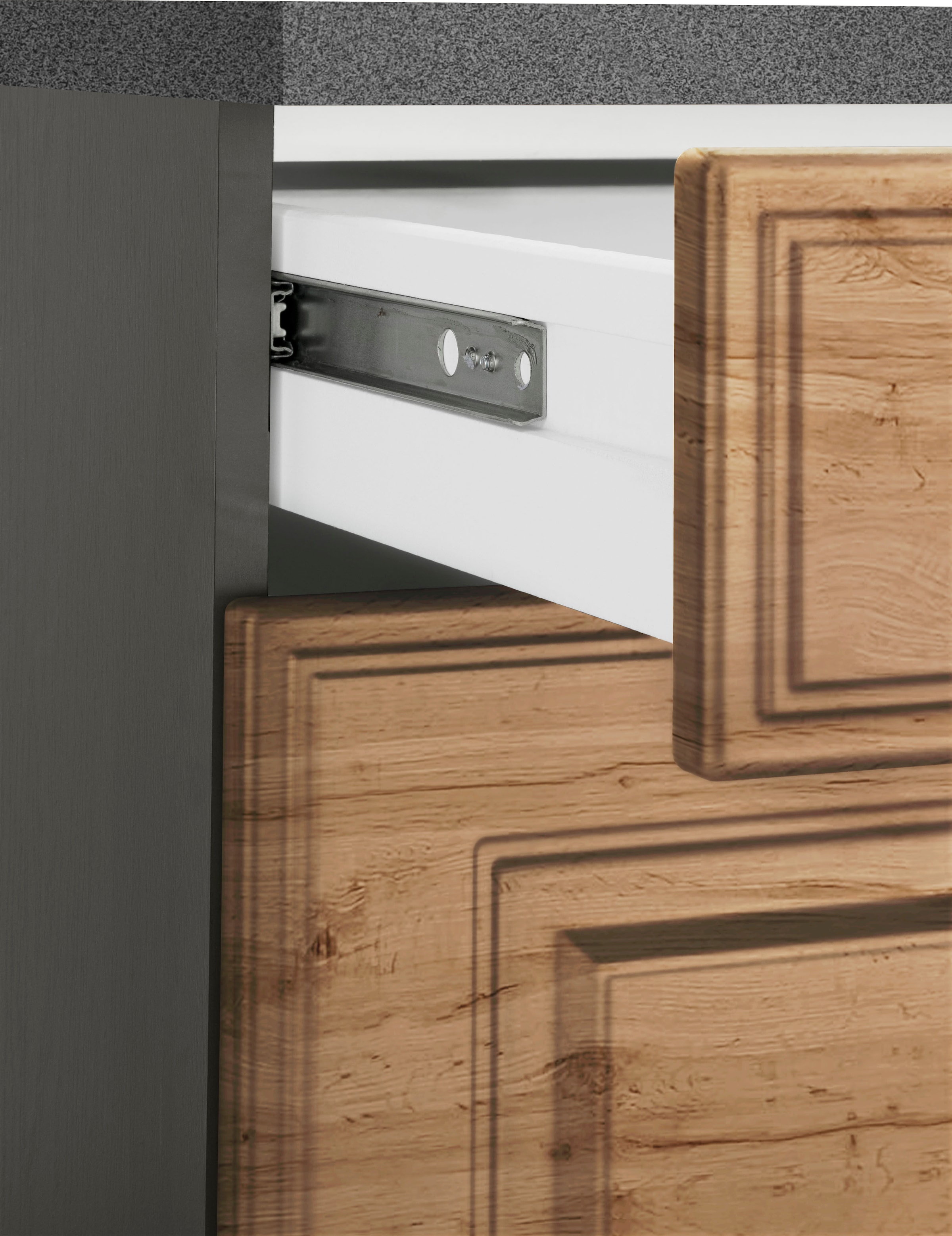 KOCHSTATION Unterschrank »KS-Stockholm«, 150 cm breit, hochwertige MDF-Fronten mit Fräsung, viel Stauraum