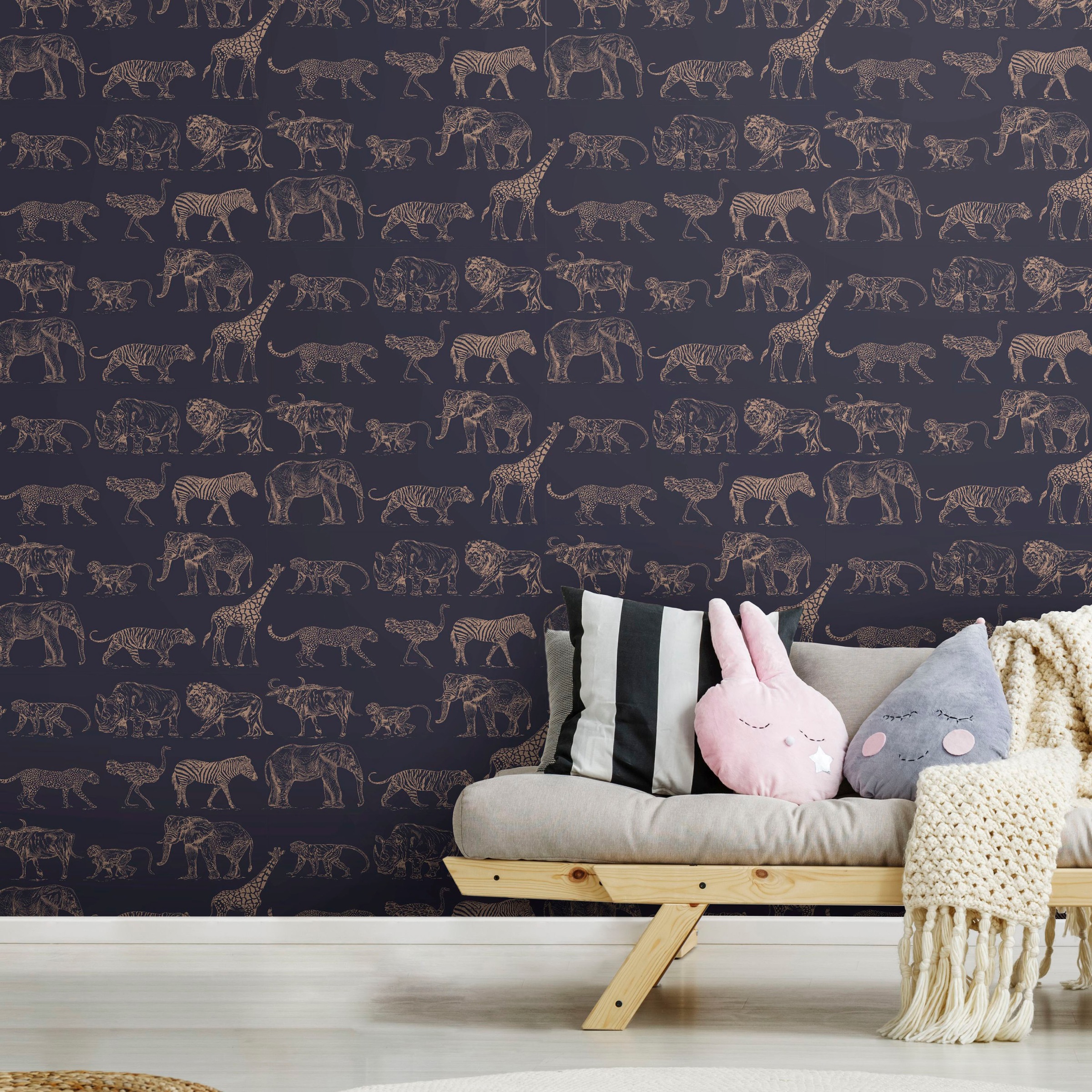 Vliestapete Boutique Safari Dunkelblau günstig online kaufen
