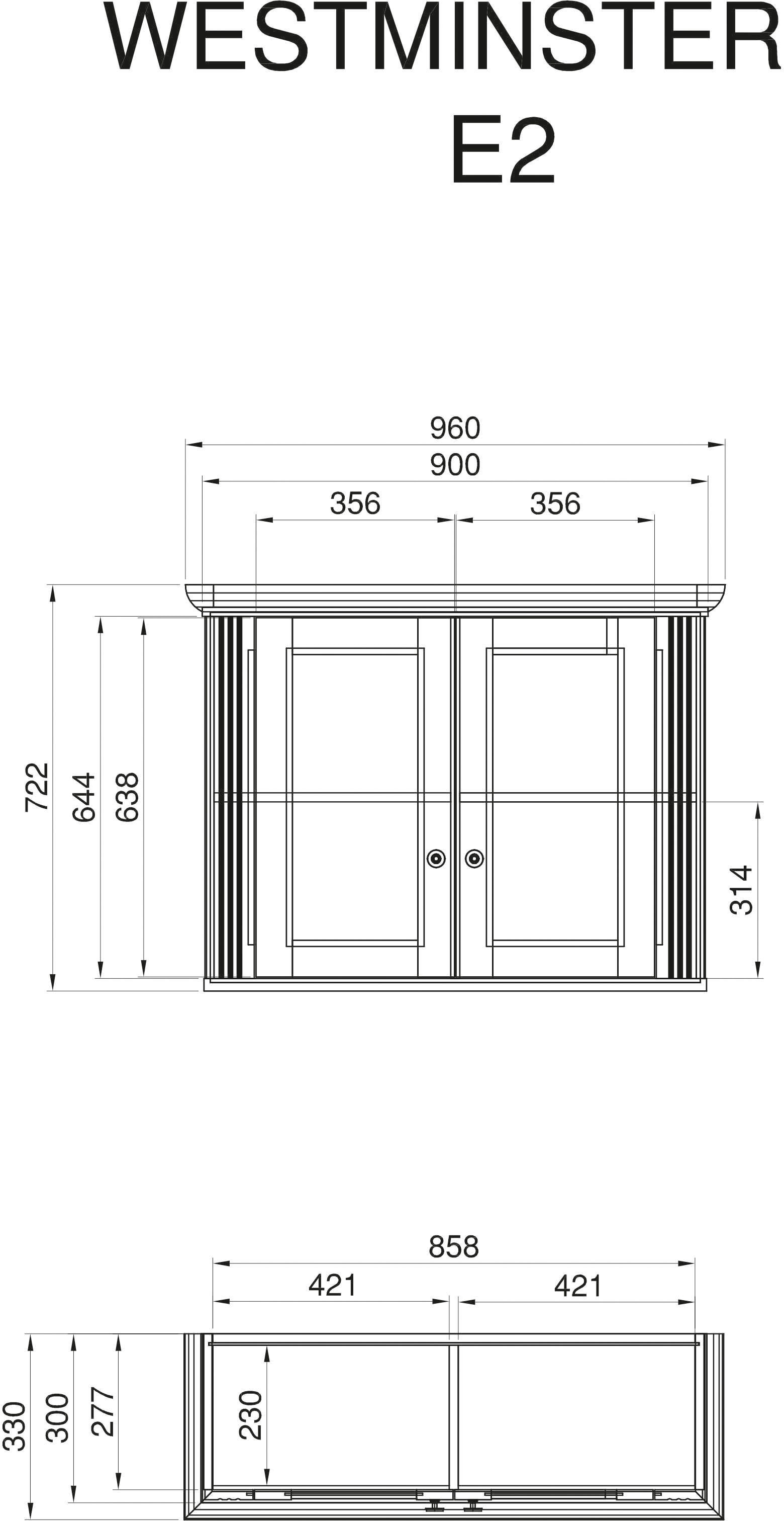 KOCHSTATION Hängeschrank »Westminster«, im romantischen Landhausstil, Breite 96 cm