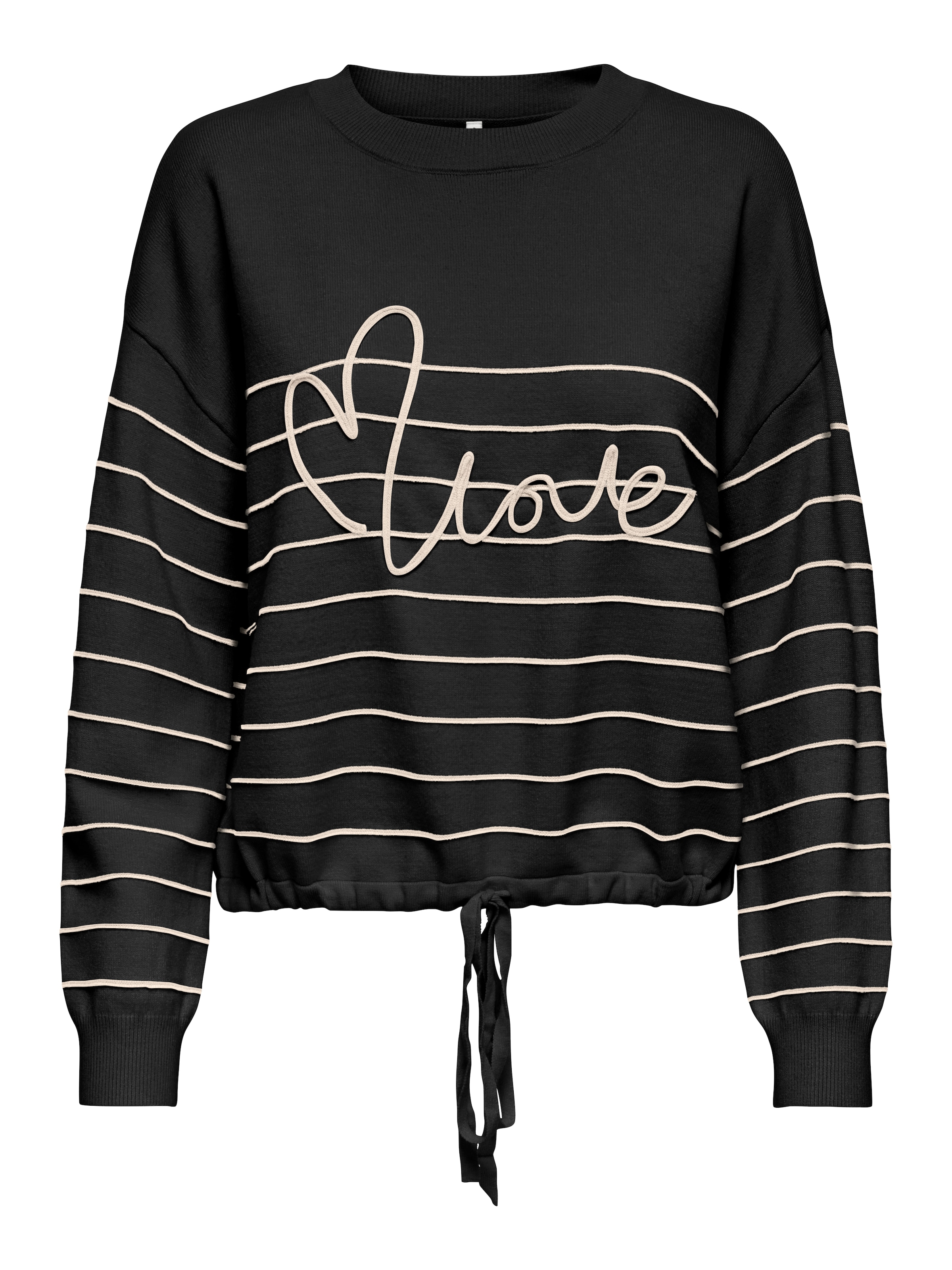 ONLY CARMAKOMA Rundhalspullover »CARSIGNE LS TEXT DETAIL O-NECK KNT«