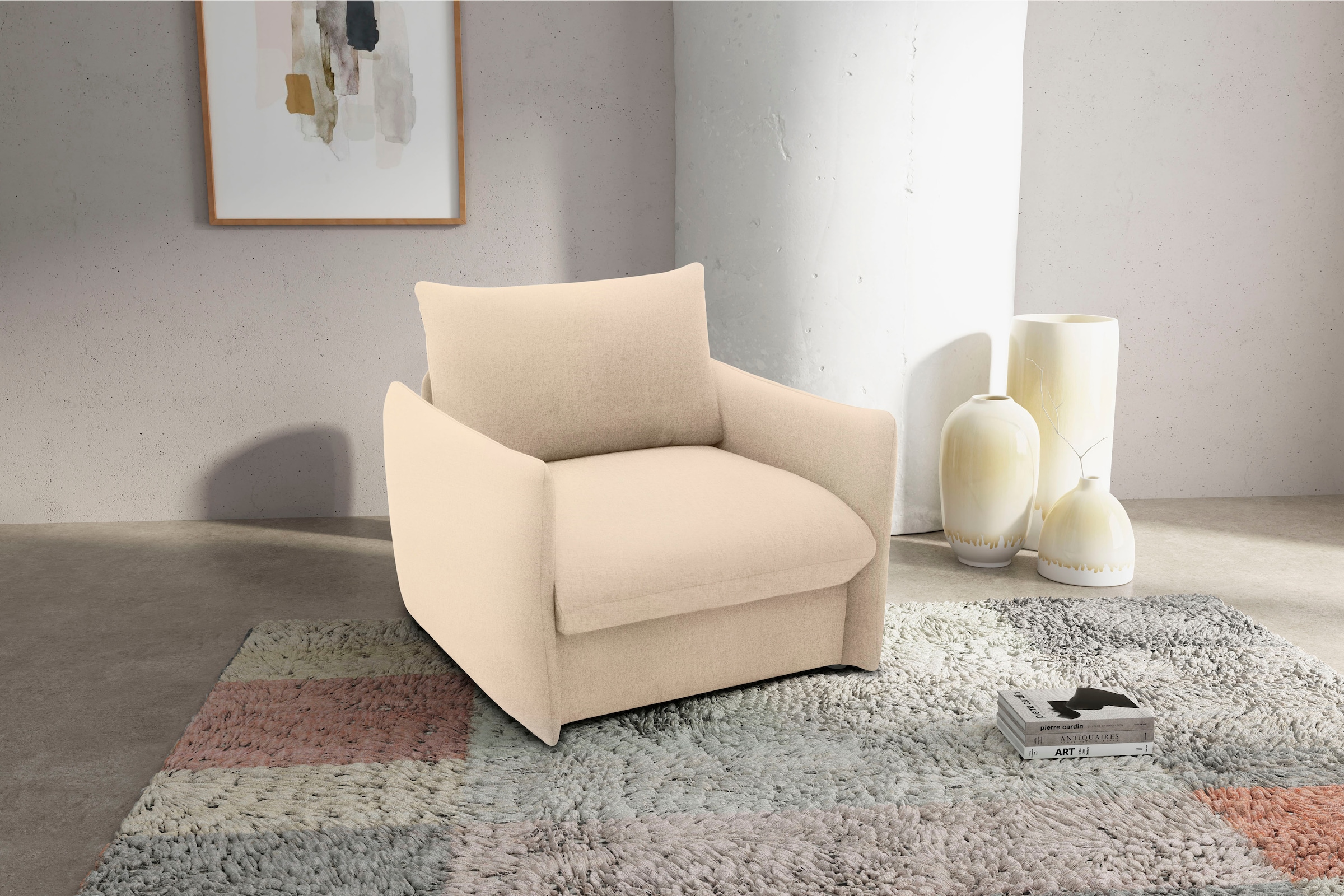 DOMO collection Sessel »700023 wandelbar zum Loungesessel, Relaxliege und Gästebett«, Schlaffunktion, Federkern, stabile Liegefläche ca. 70 x 195 cm