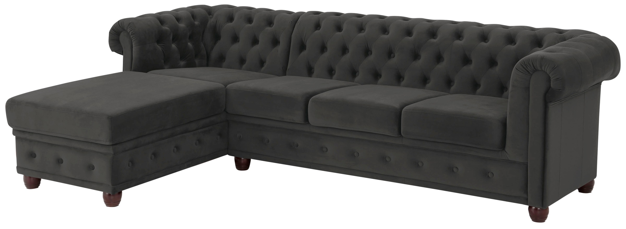 Home affaire Chesterfield-Sofa »New Castle L-Form«, hochwertige Knopfheftung in Chesterfield-Design, B/T/H: 255(171/72)