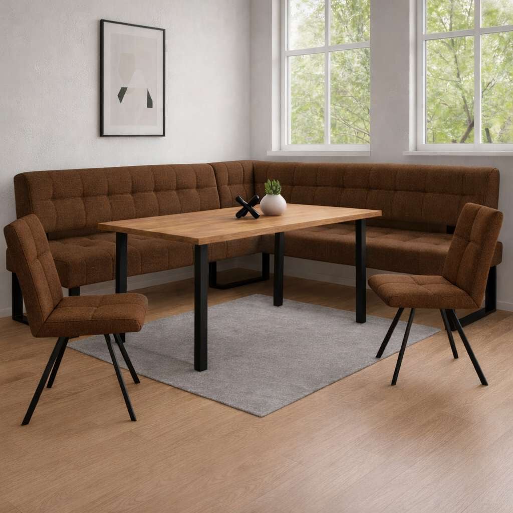 Eckbankgruppe HOME AFFAIRE "Mia Essecke, Sitzgruppe, Eckbankgruppe, Küchenbankgruppe", terra, terra, schwarz, B:207cm H:61cm T:167cm