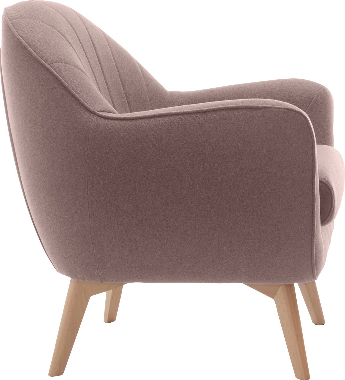 TRENDMANUFAKTUR Sessel »Fuelta, Loungesessel, organische Formensprache, bequem, Solitärsessel«, mit auffälligem Nahtbild und schönen Füßen aus Holz