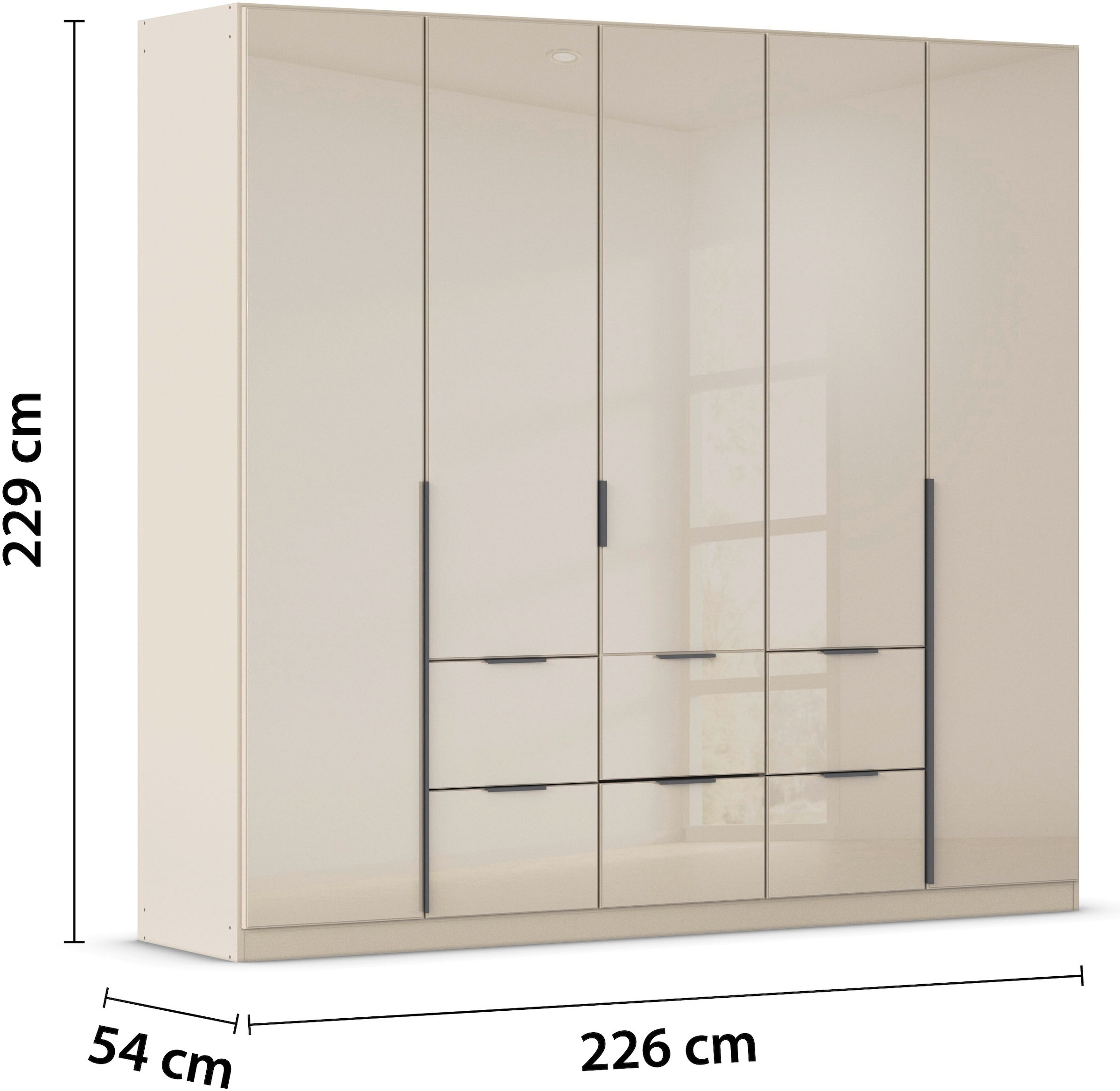 rauch Drehtürenschrank »Kleiderschrank Kleiderschränke Schrank Garderobe AGORDO mit Glasfront«, (in zwei Griff-Farben mit Glasfront), mit Außenschubkästen, in 6 Breiten und 2 Höhen MADE IN GERMANY