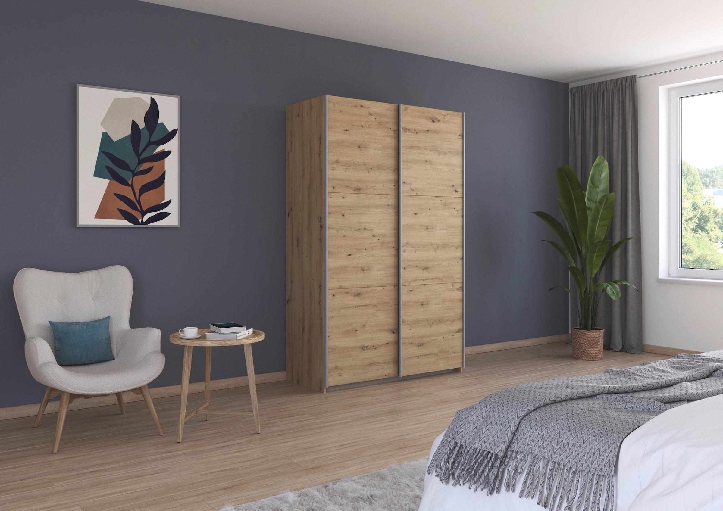 rauch Schwebetürenschrank »Kleiderschrank Drehtürenschrank Schrank Garderobe KRONACH« in 3 Ausstattungen BASIC/CLASSIC/PREMIUM, Breiten 131/175/218/261 cm,  optional ohne, mit 1 oder 2 Spiegel, viel Stauraum MADE IN GERMANY