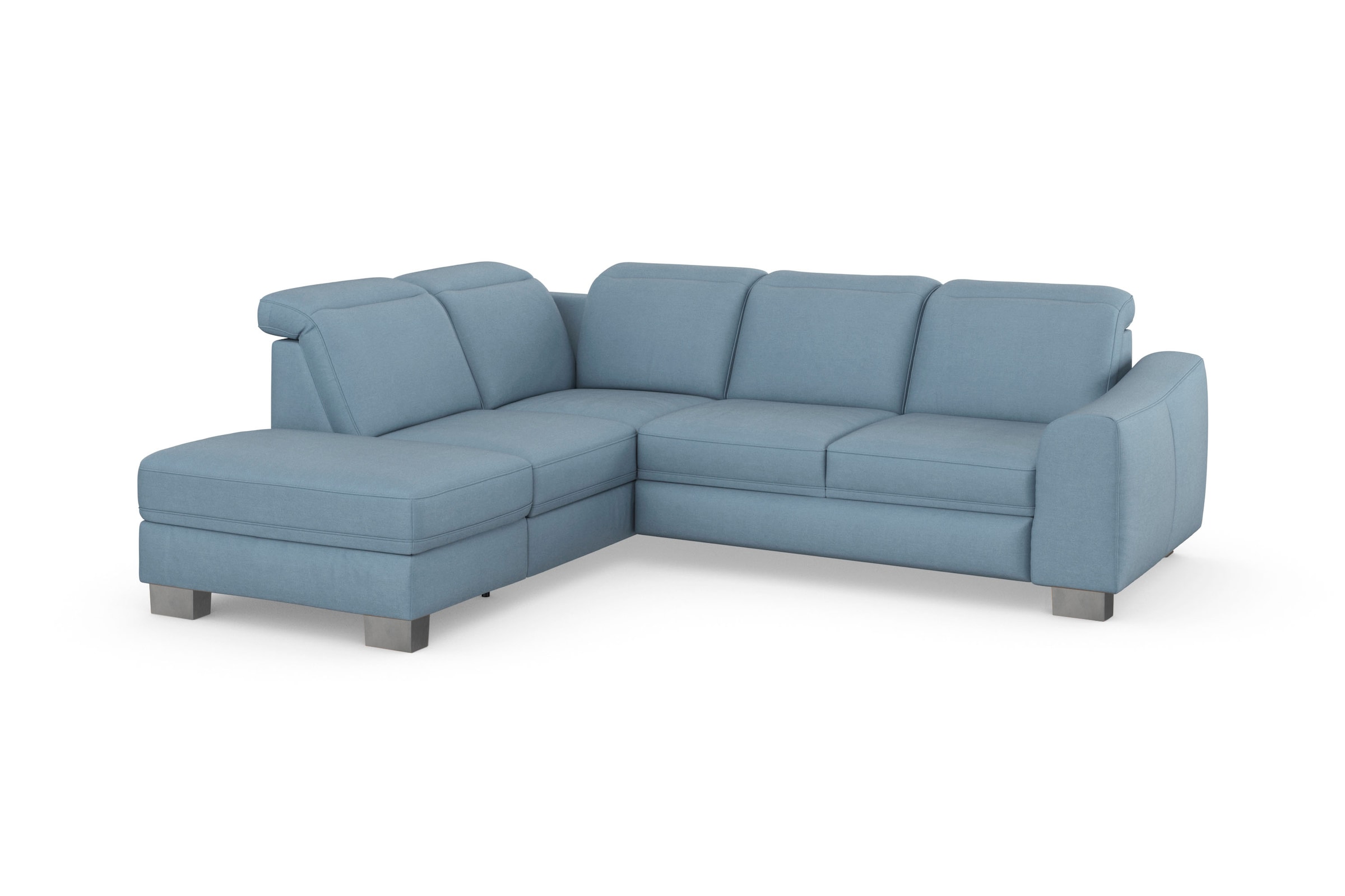 sit&more Ecksofa »Dundee L-Form«, mit Federkern und Edelstahlfüßen, wahlweise mit Kopfteilverstellung