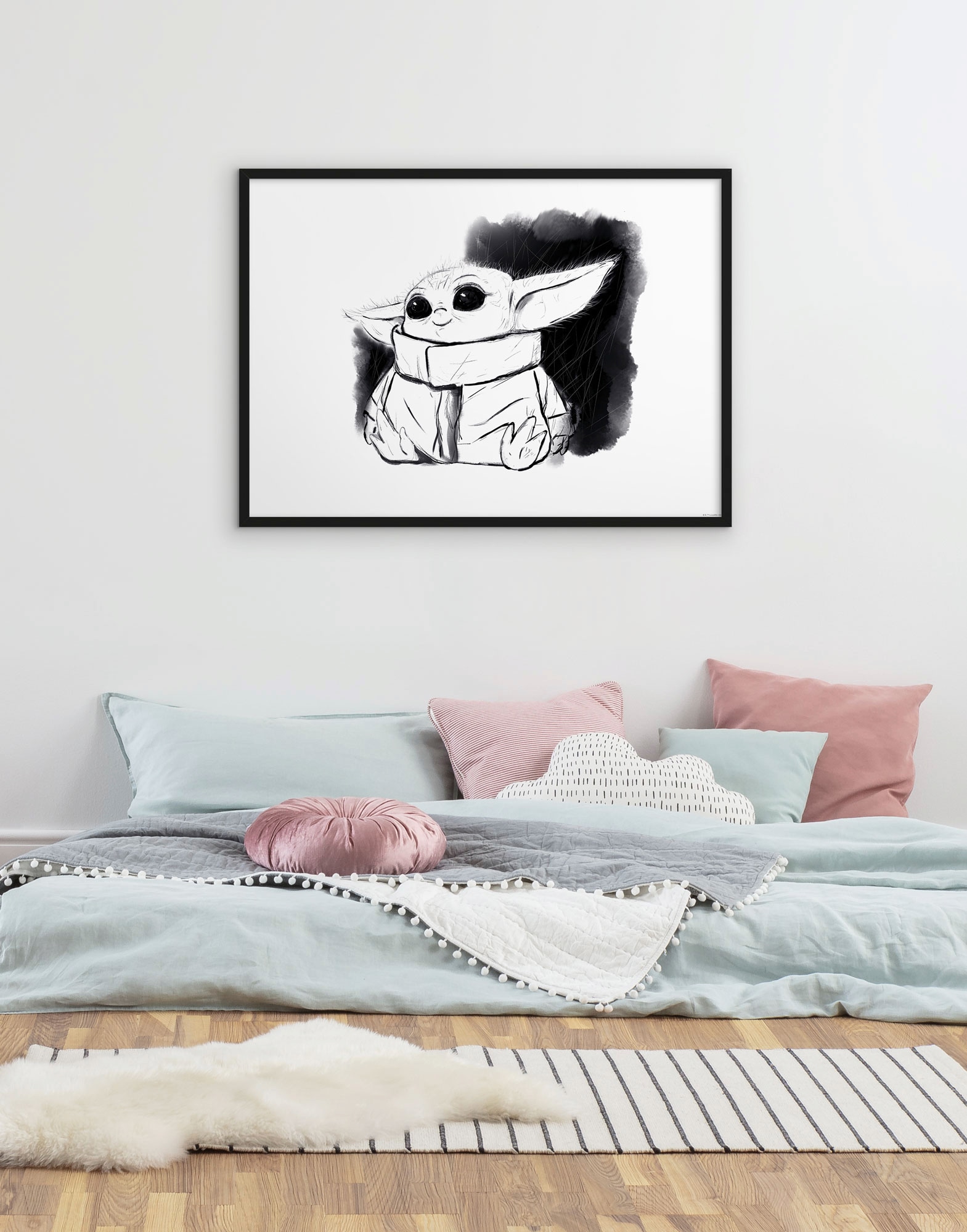 Komar Bild »Mandalorian The Child Sweet Black White«, Disney-Star Wars, (1 St.), Wandbild zur Dekoration im Kinderzimmer - ohne Rahmen