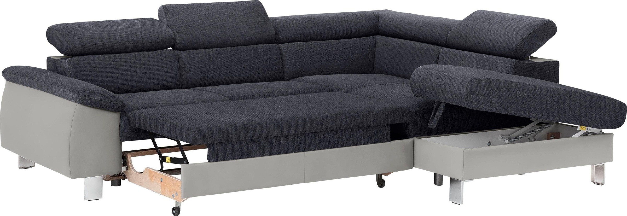 COTTA Polstergarnitur »Komaris«, (Set), Set: bestehend aus Ecksofa und Hocker, Kopfteilverstellung