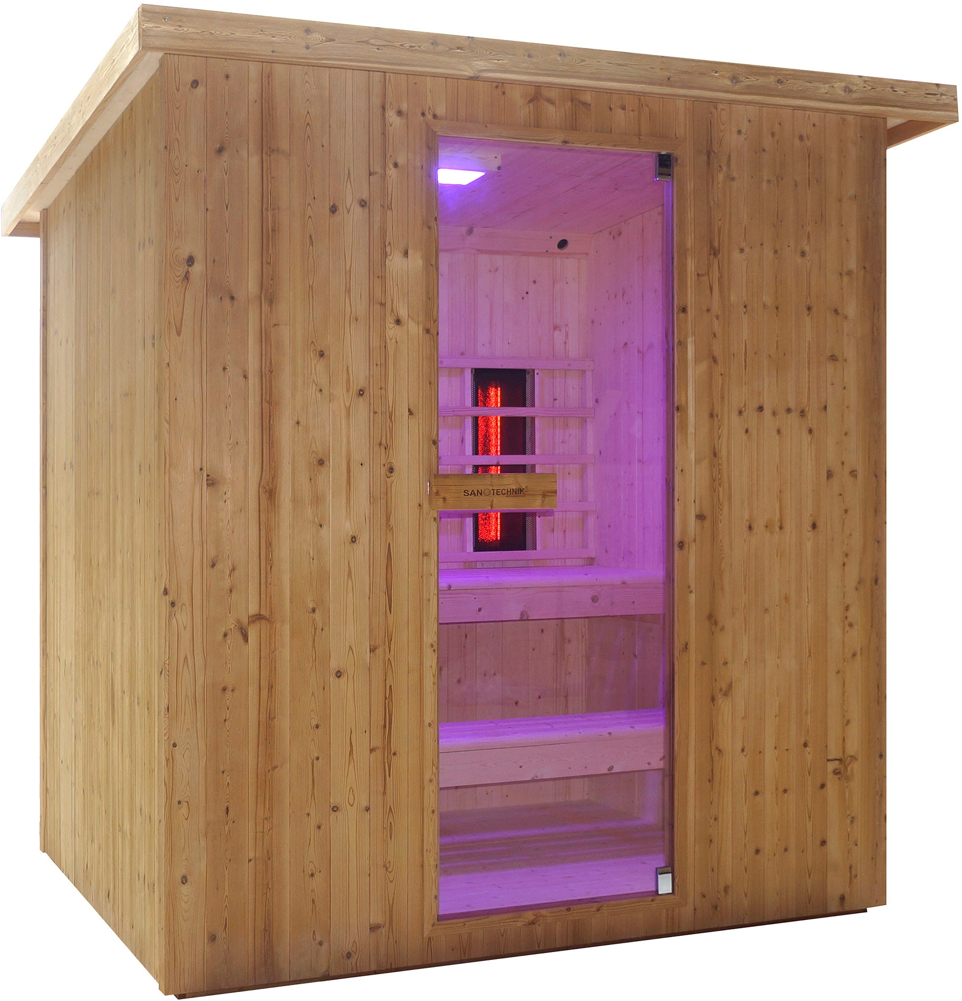 Sanotechnik Sauna »»LAHTI« Außensauna mit Infrarotkabine«, geeignet für 6 Personen, Fichetnholz