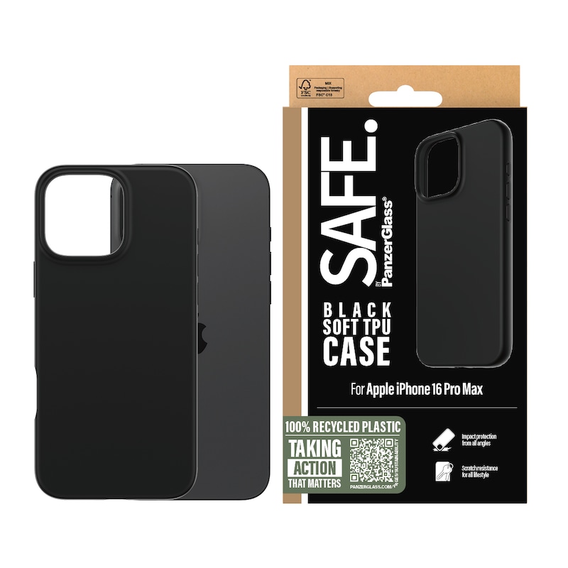 SAFE BY PANZERGLASS Handyhülle »Soft TPU Case für Apple iPhone 16 Pro Max« Backcover, Schutzhülle, Handyschutzhülle, Case, Schutzcase, stoßfest...