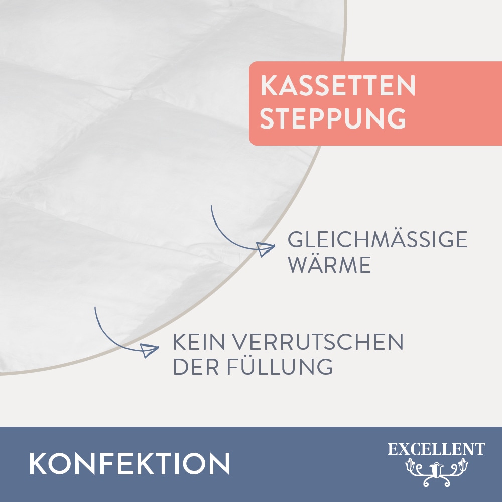 Excellent Daunenbettdecke »Überraschungsbox«, leicht, Füllung 90% Daunen, 10% Federn, Bezug Baumwolle, (1 St.), absoluter Sonderpreis, wegen Lagerräumung, Solange der Vorrat reicht