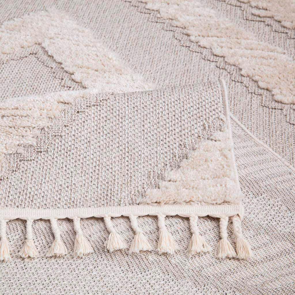 Carpet City Hochflor-Teppich »Valencia 813«, rechteckig, 20 mm Höhe, Läufer, Boho-Stil, 3D-Effekt, Raute, Hoch-Tief-Struktur, mit Fransen
