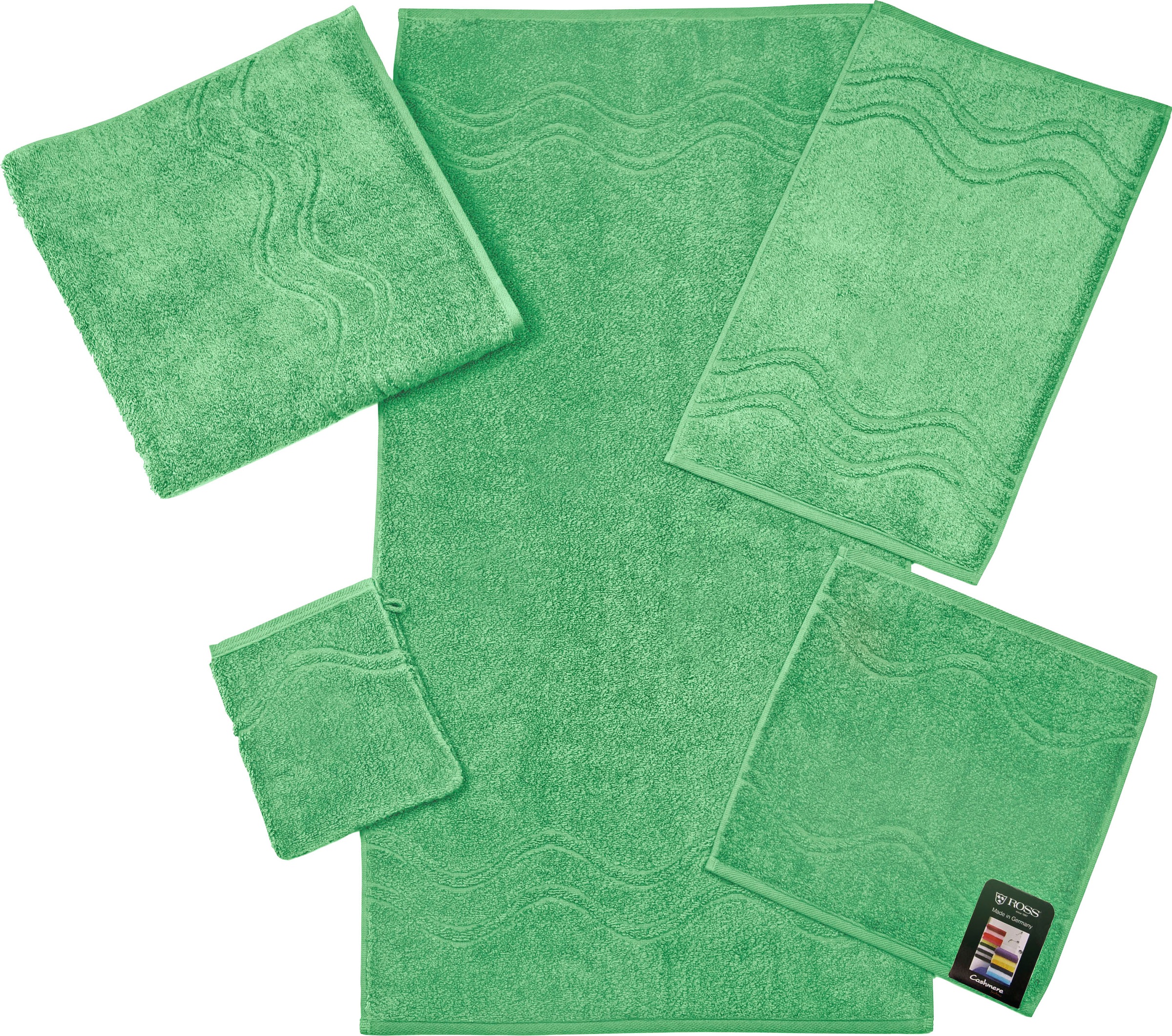 ROSS Waschhandschuh »Cashmere feeling«, (6 St.), mit Wellen-Bordüre günstig online kaufen