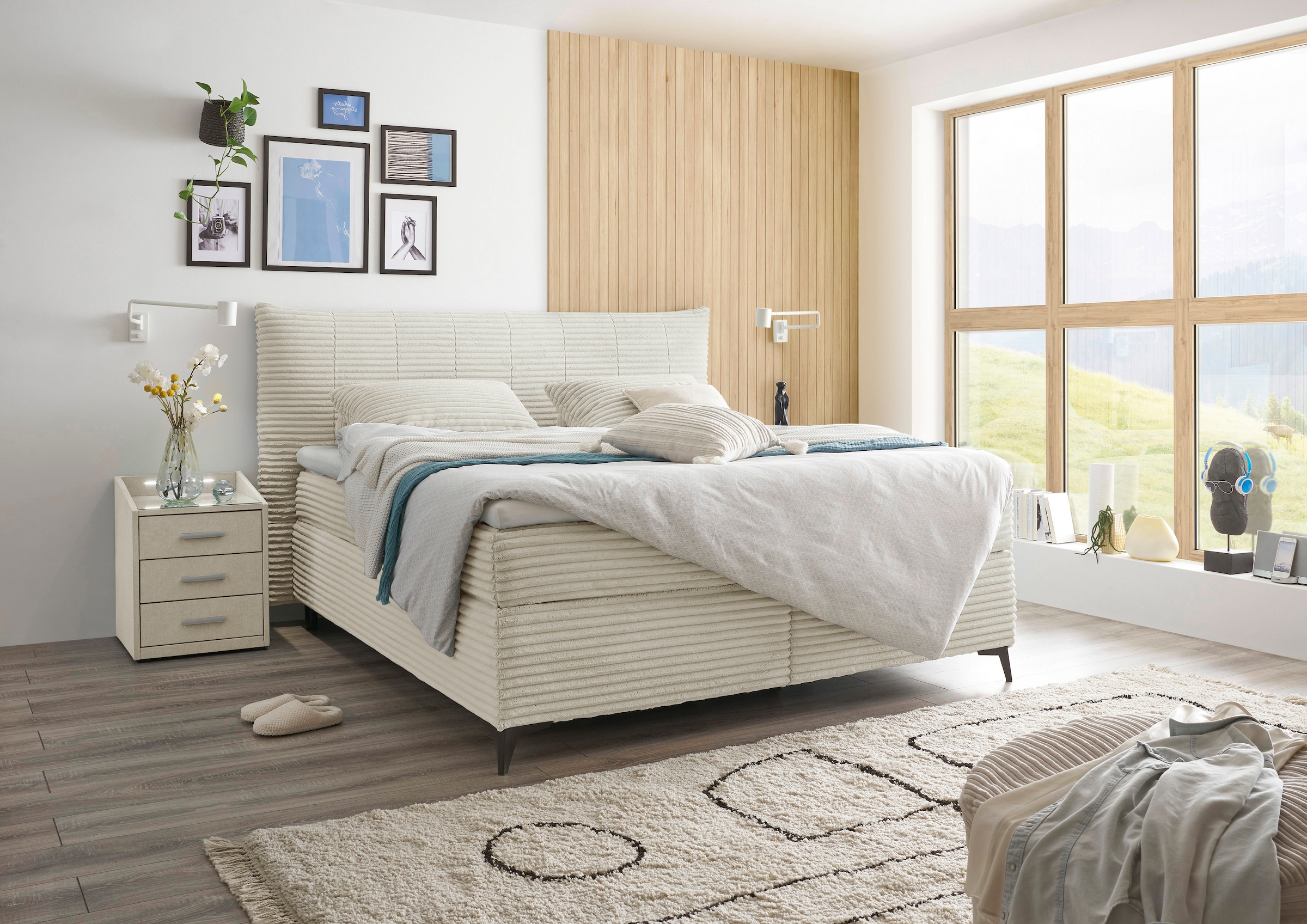 ED EXCITING DESIGN Boxspringbett »Seattle« harte Seite mit Kokosmatte, weiche Seite mit Filzabdeckung