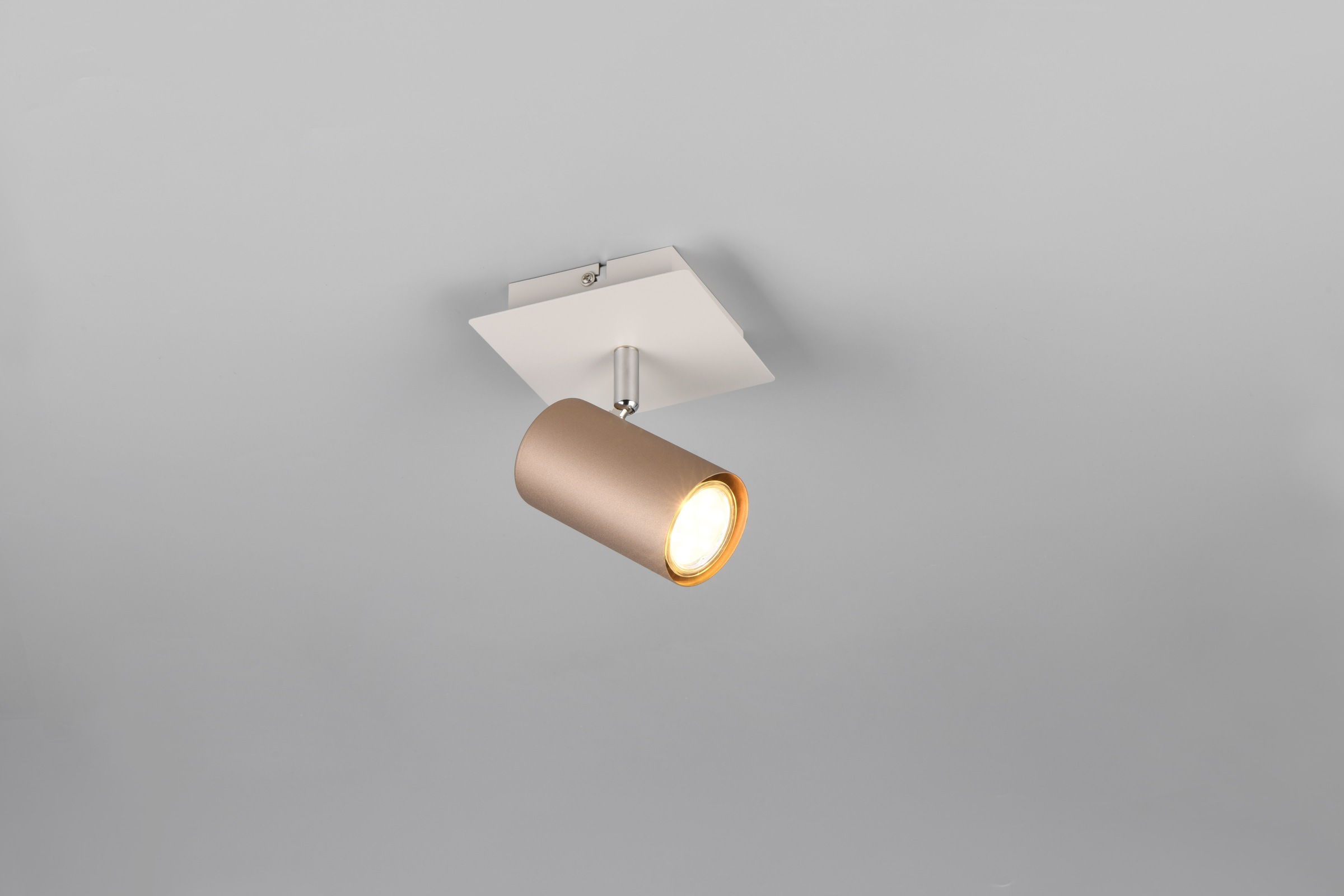 TRIO Leuchten Deckenstrahler »MARLEY, GU10 Deckenspot 1-flammig, exkl 1x GU10 max 25W, Wandspot«, 1 flammig, Leuchtmittel GU10 | Leuchtmittel wechselbar, flexibel verstellbarer Spot für Wand oder Decke, in coffee + warm grey