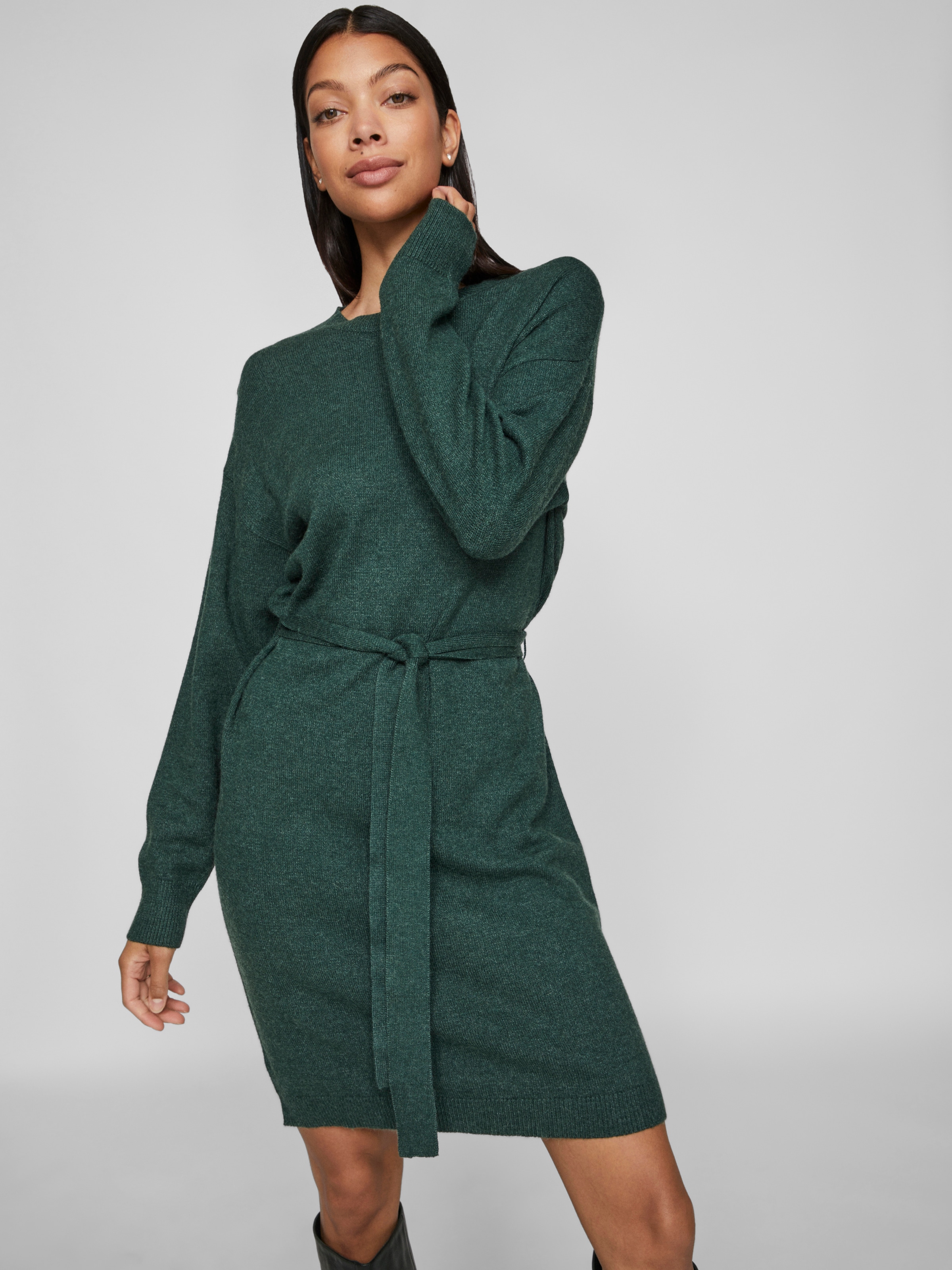 Vila Strickkleid »VIRIL O-NECK L/S BELT KNIT DRESS - NOOS«