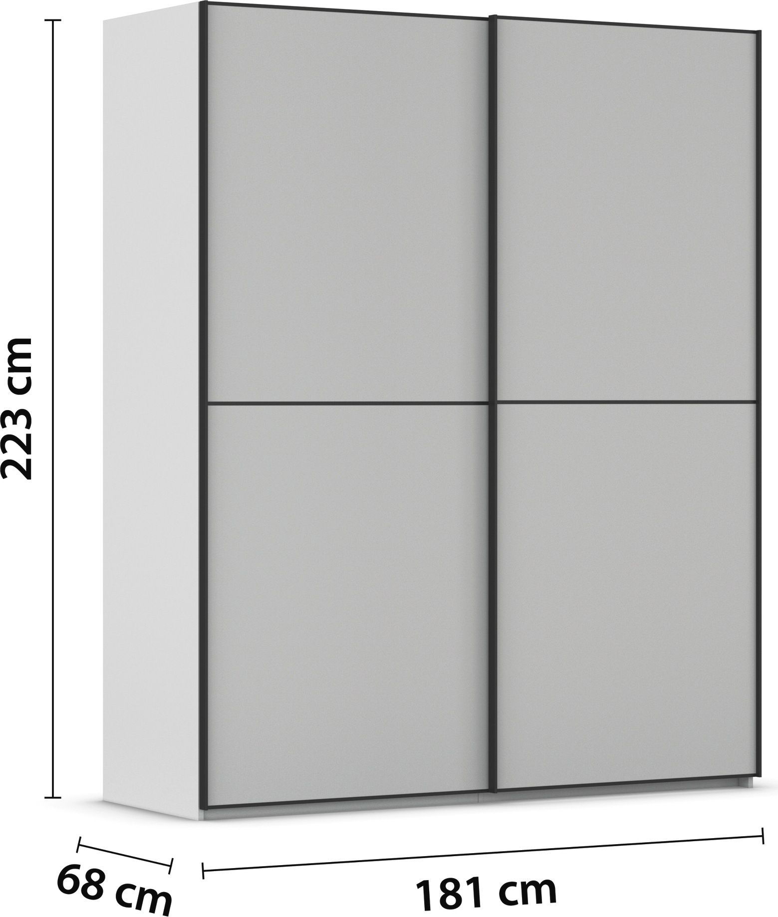 rauch Schwebetürenschrank »Kleiderschrank Schrank Garderobe Schlafzimmerschrank SCALE-DUO«, edle zweigeteilte Türen und 3 Zierleisten MADE IN GERMANY