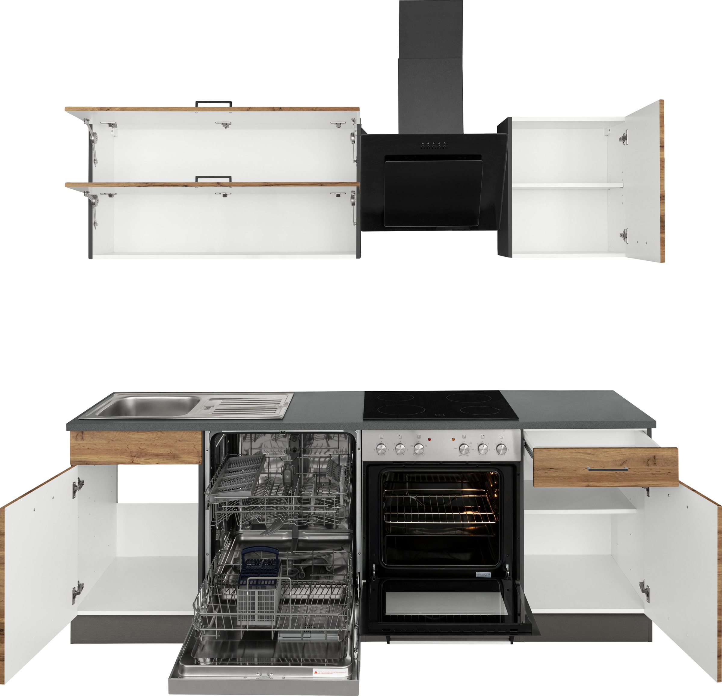 KOCHSTATION Küchenzeile »KS-Trier«, mit E-Geräten, Breite 220 cm