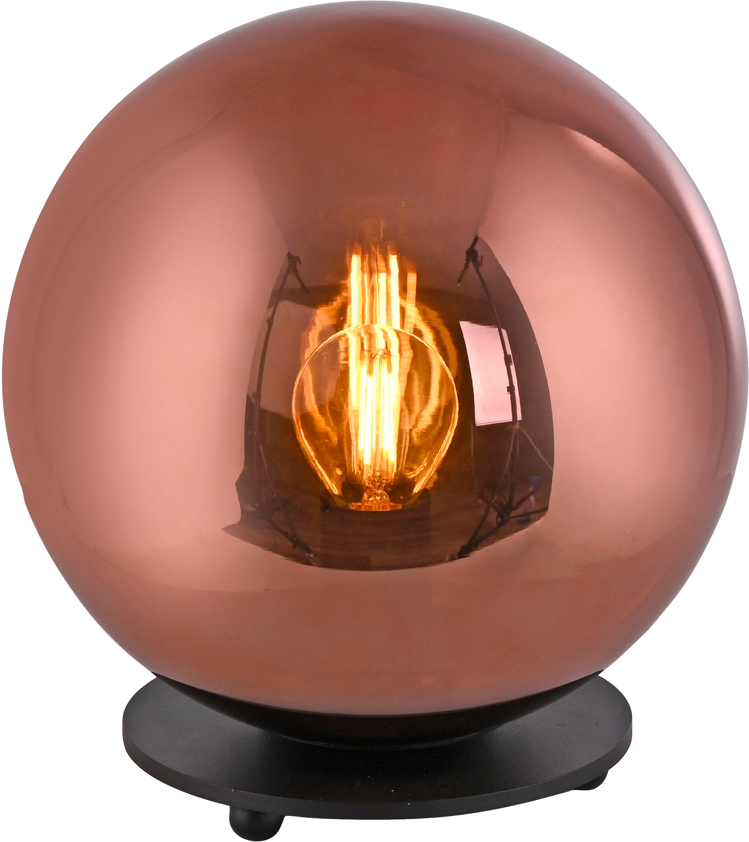 JUST LIGHT Tischleuchte »SHINY« E14 1 Stk. Exklusive Leuchtmittel, Schnurschalter, Rauchglas verspiegelt