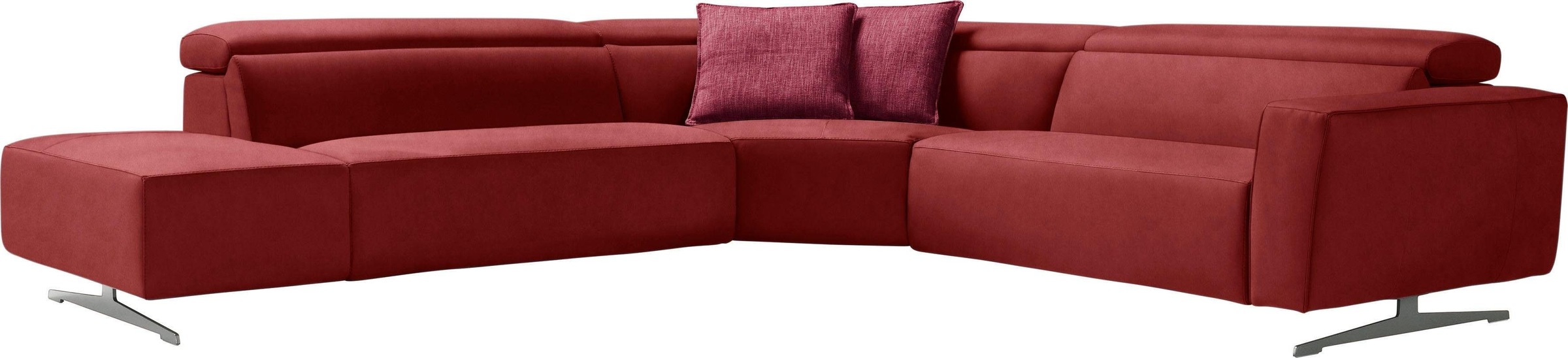 Egoitaliano Ecksofa »Stefanie-e, Designsofa der Extraklasse, bequem mit hohem Sitzkomfort« mit Relaxfunktion und verstellbaren Kopfteilelementen
