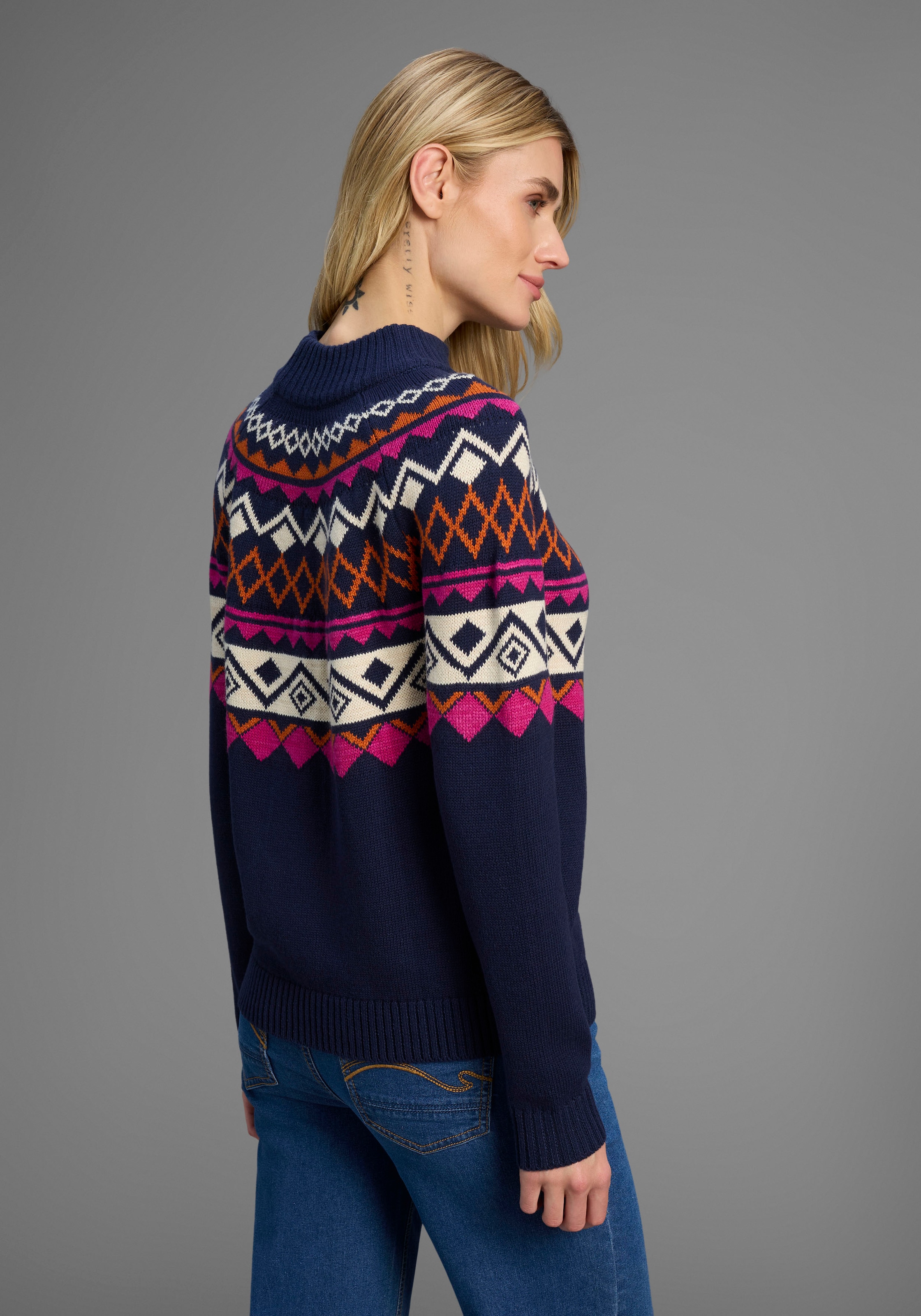 KangaROOS Norwegerpullover, mit schönem Muster und hohem Rippkragen