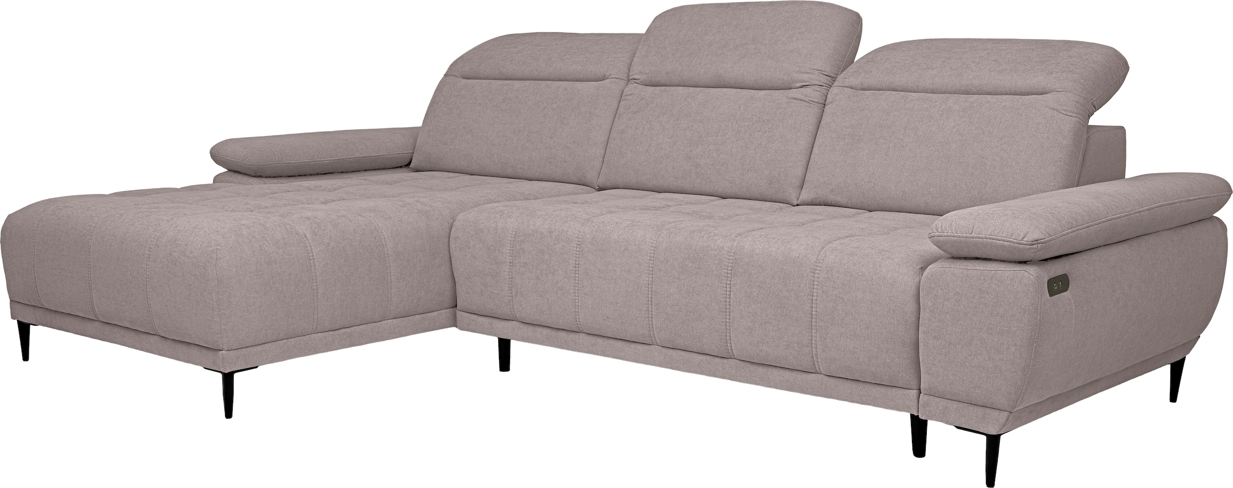 WERK2 Ecksofa »Focus-S, inkl. elektr. Sitzvorzug, manuelle Kopfteilverstellung« elektr. Sitztiefenverstellung, flexible Kopfstützen, 12cm Füße, L-Form